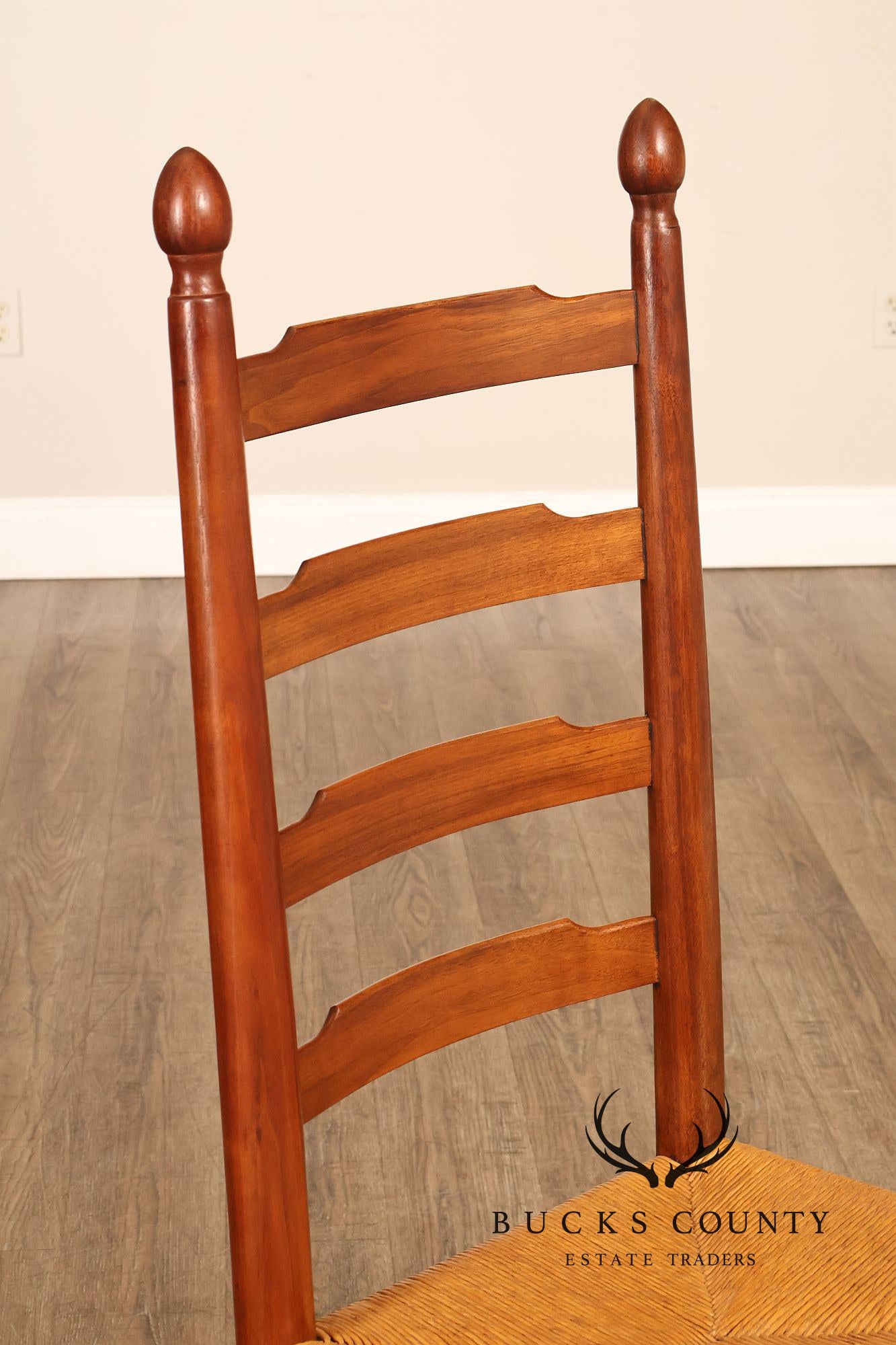 E.A. Clore Custom Walnut Set Of Eight Ladder Back Dining Chairs