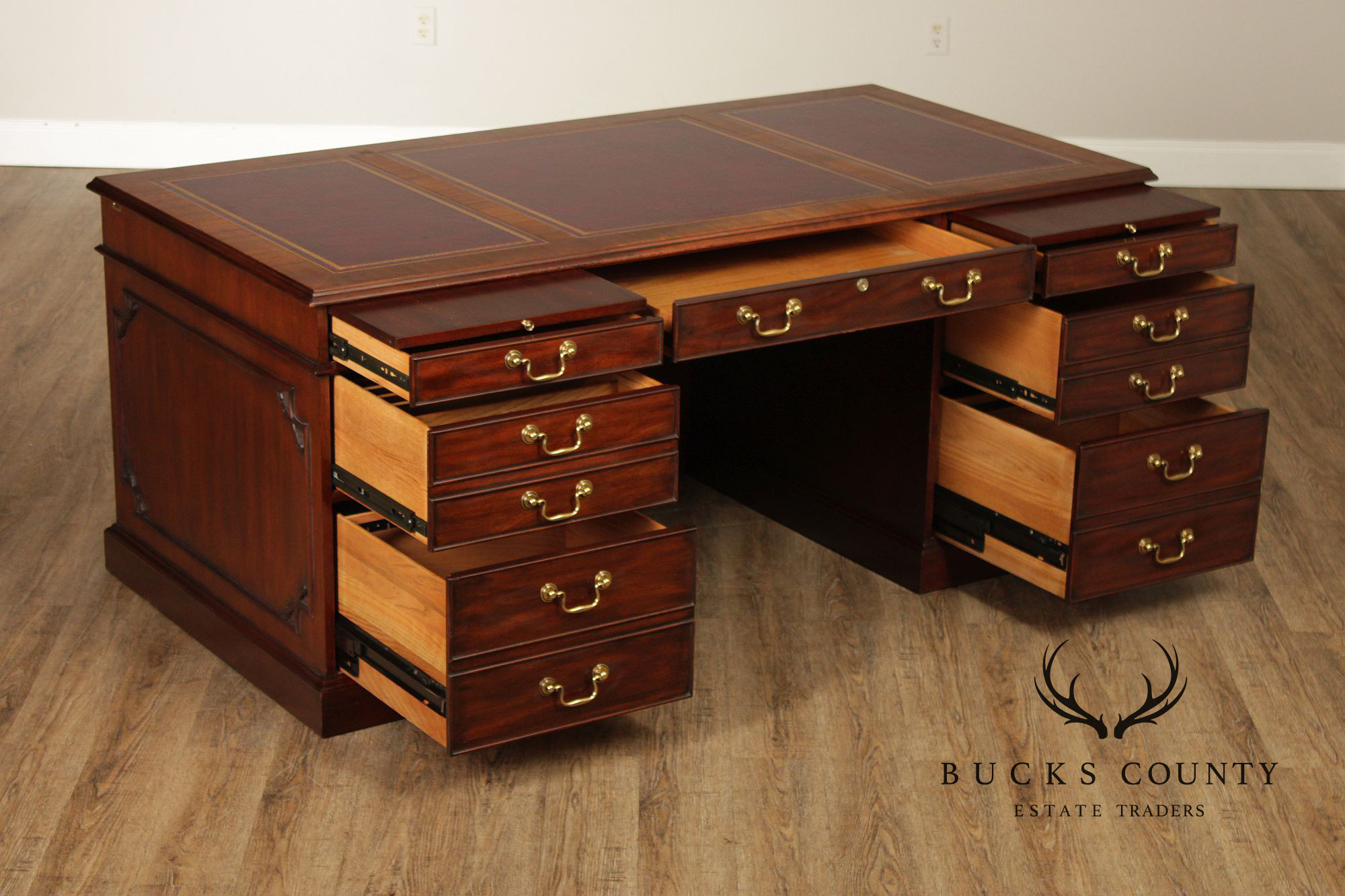 Henkel Moore Henkel Harris Mahogany Leather Top Executive Desk