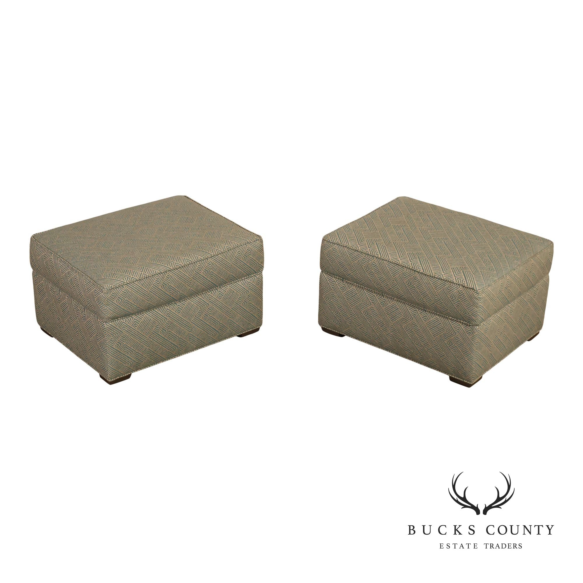 Ethan Allen Pair Of Upholstered Ottoman Footstools