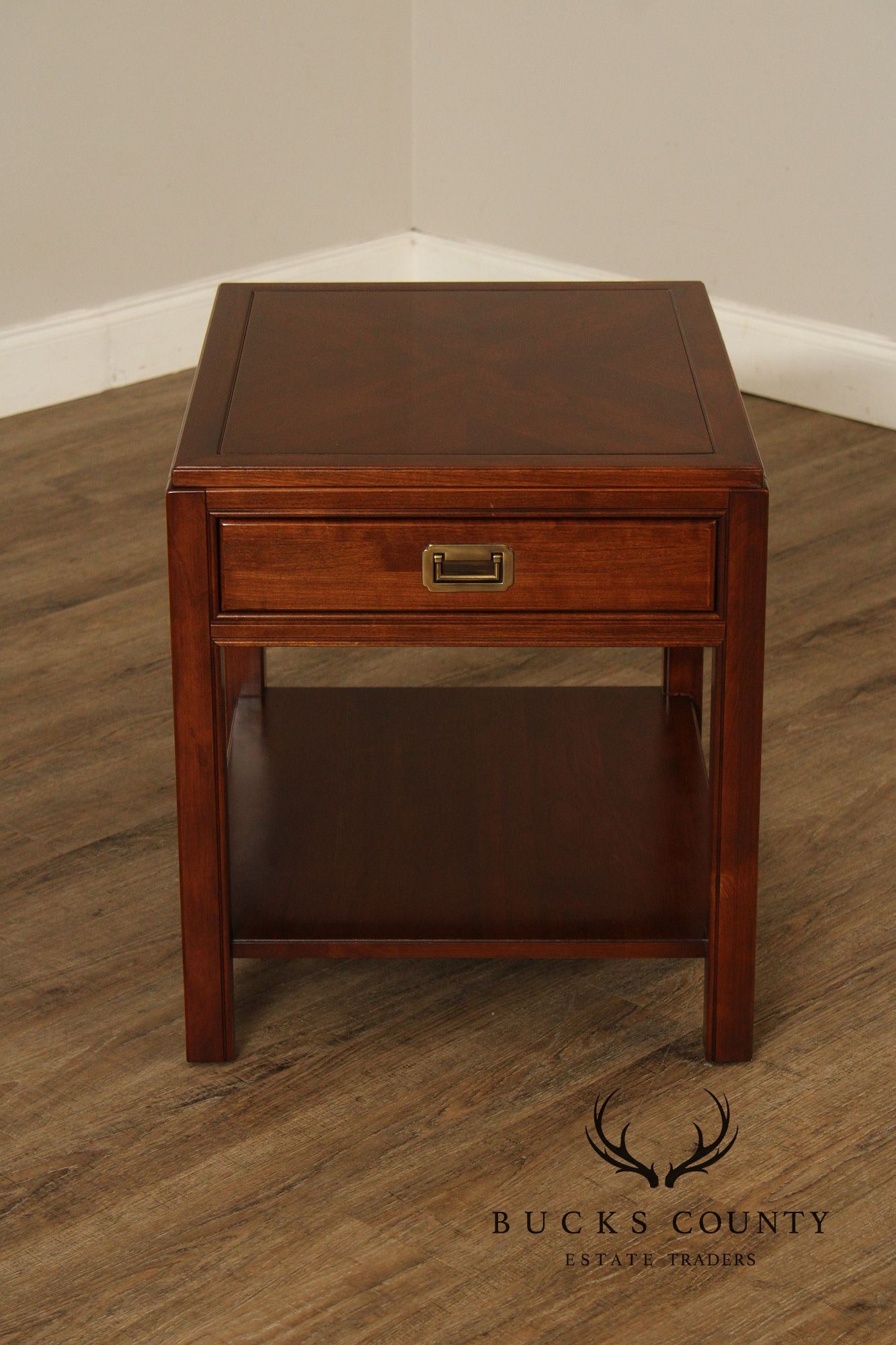 Ethan Allen Campaign Style Pair of End Tables