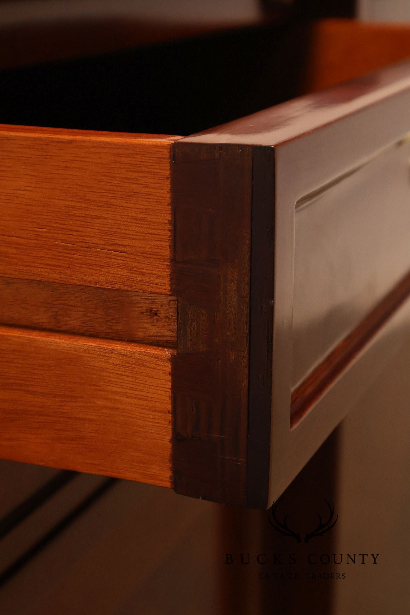 Flame Mahogany Breakfront Buffet Sideboard with Drop Front Secretary Desk