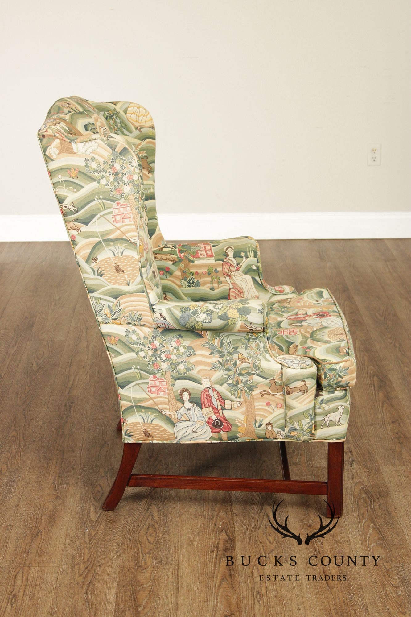 Chippendale Style Pair of Mahogany Wingback Chairs