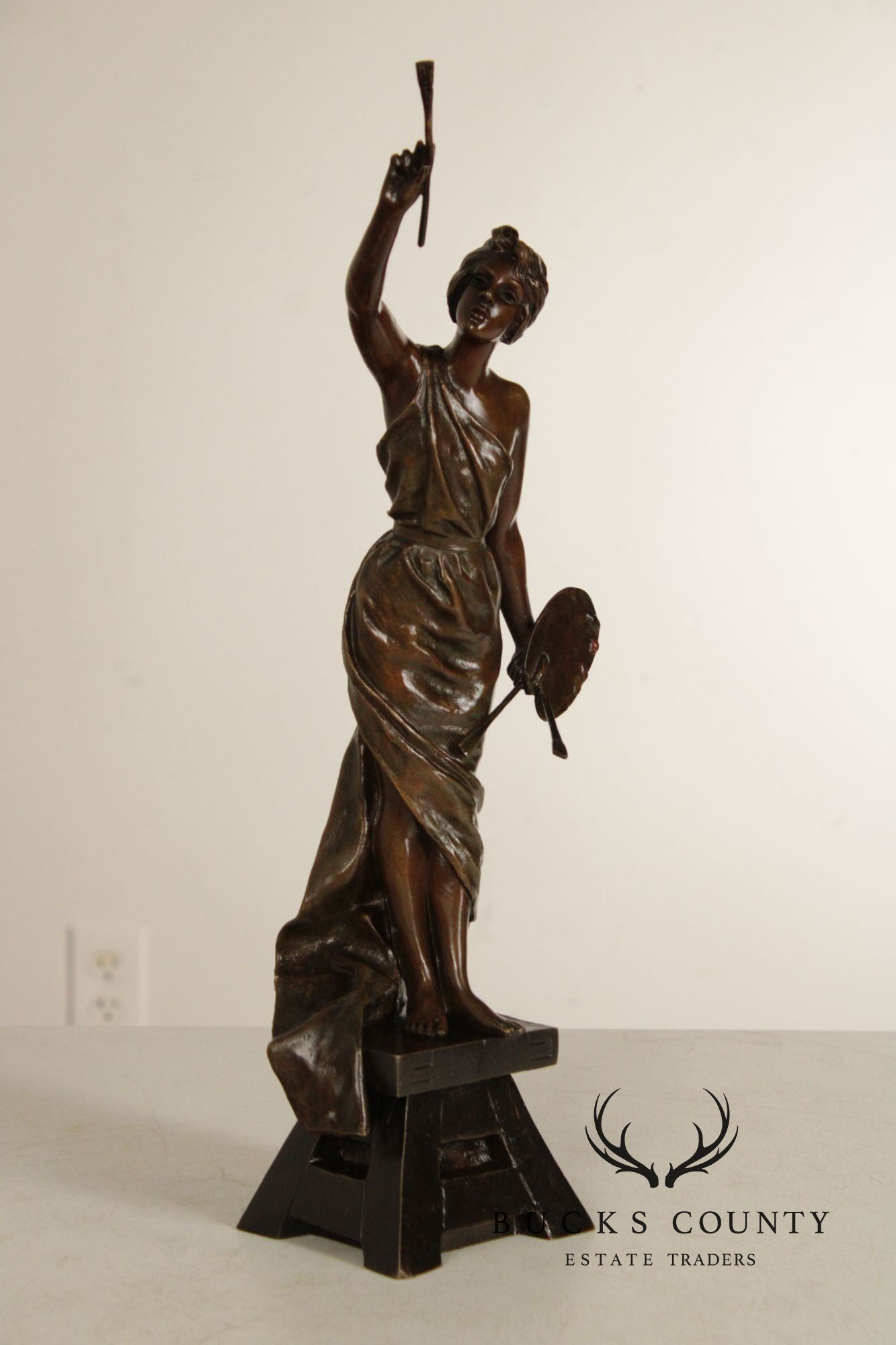 Emmanuel Villanis Bronze Statue, 'L'Amour de L'Art'