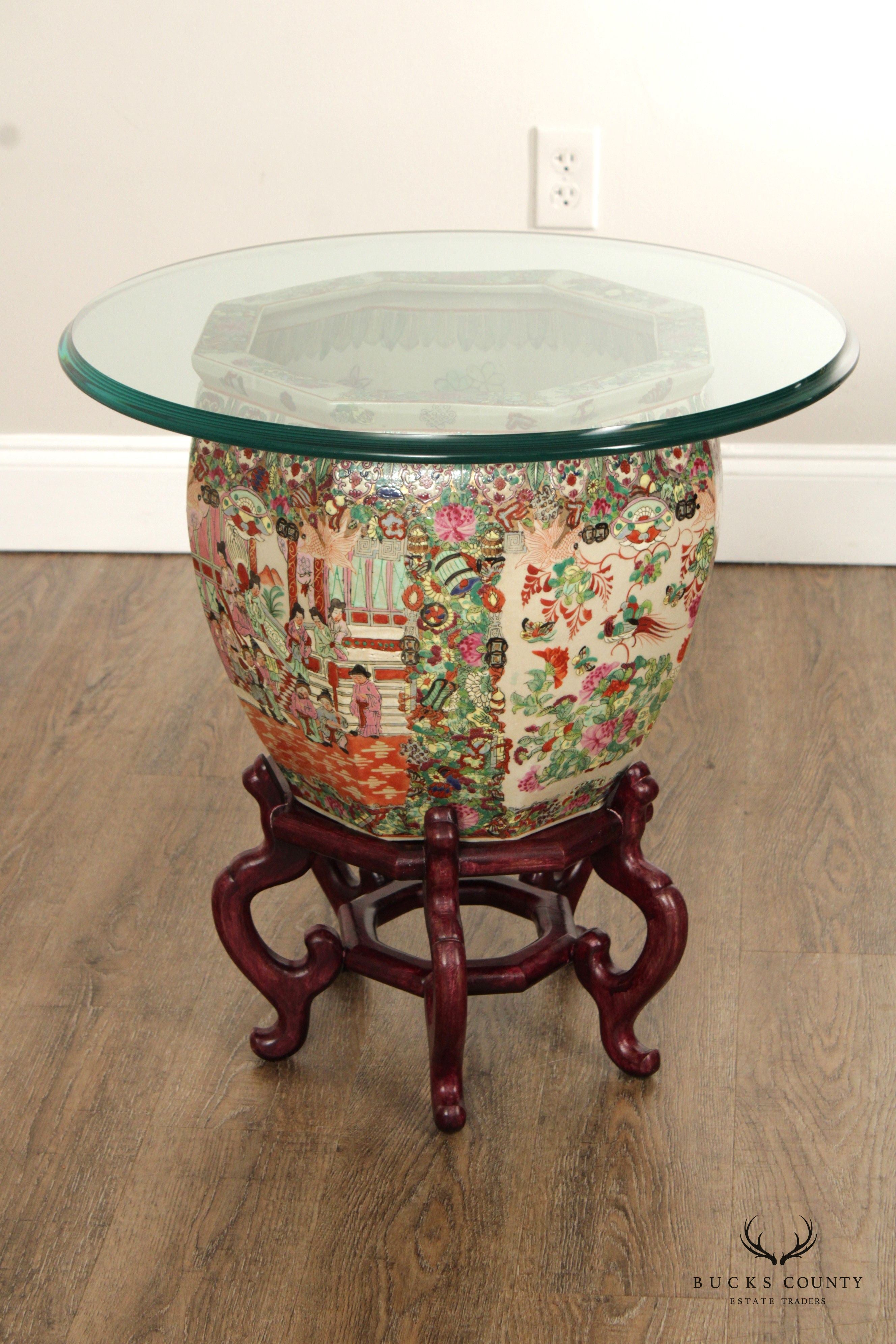 Chinese Famille Rose Enameled Porcelain Fishbowl Planter