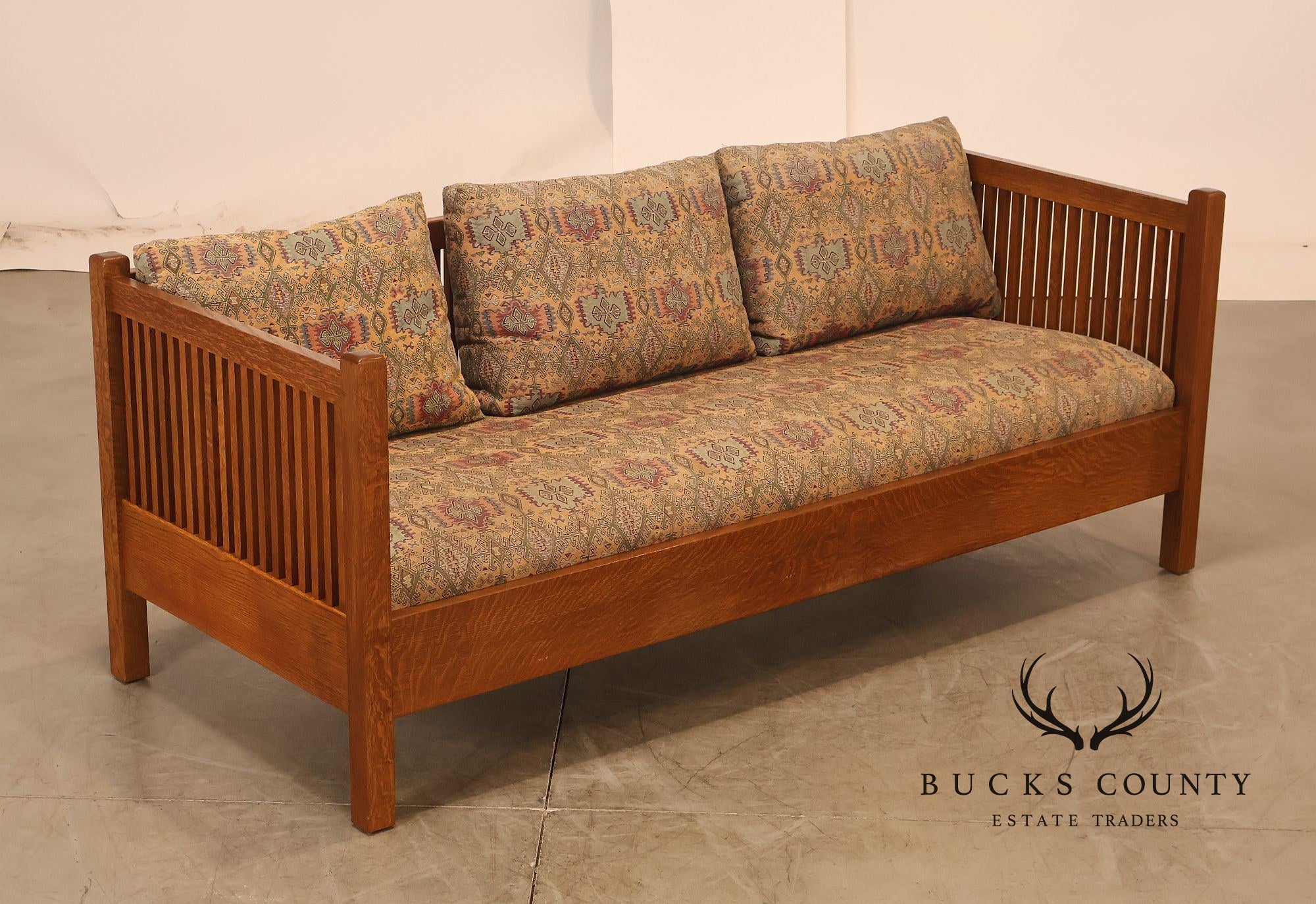 Stickley Mission Collection Oak Spindle Settle