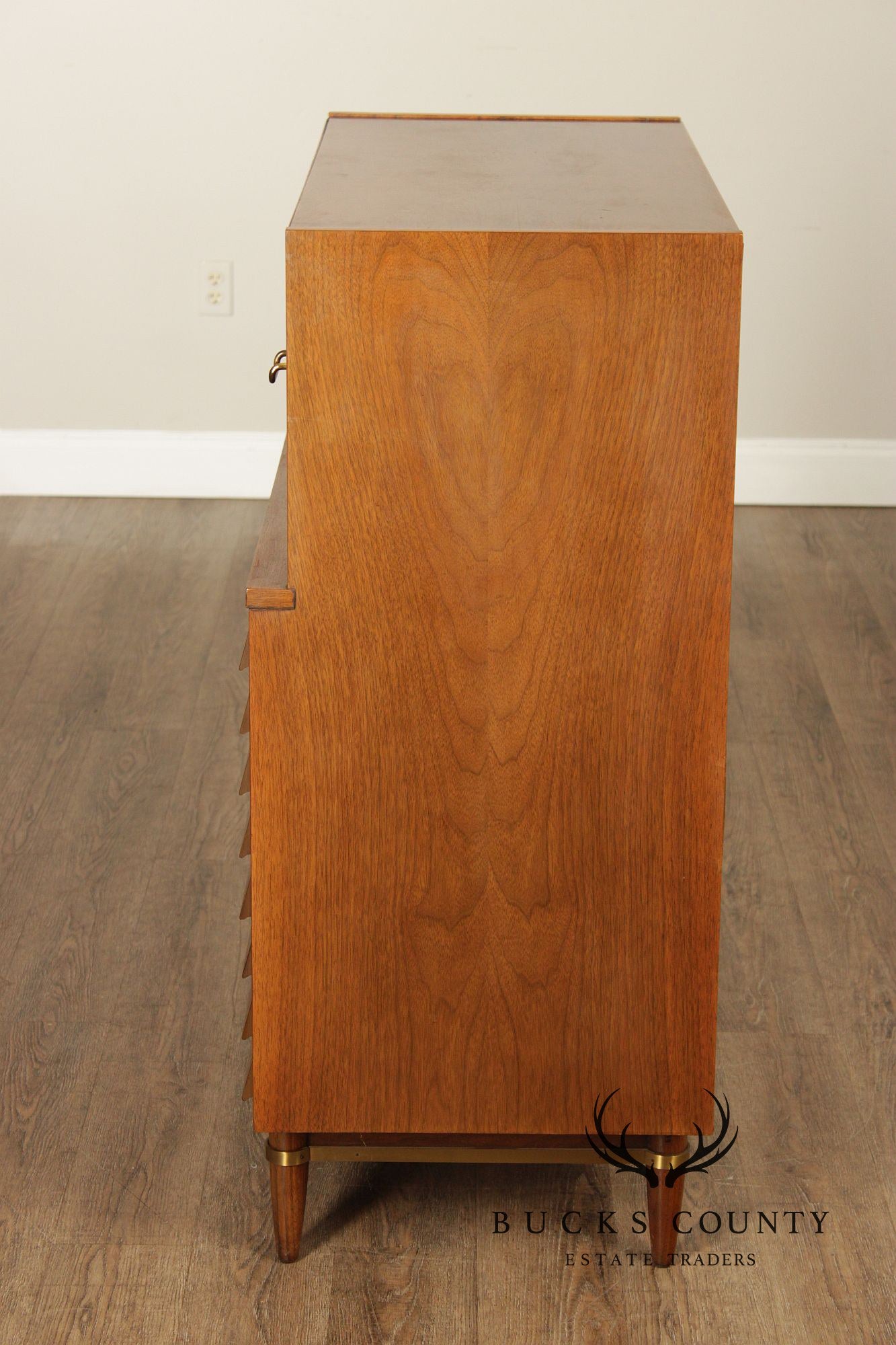Merton Gershun For American Of Martinsville Mid-Century Modern Walnut Louvered Tall Chest