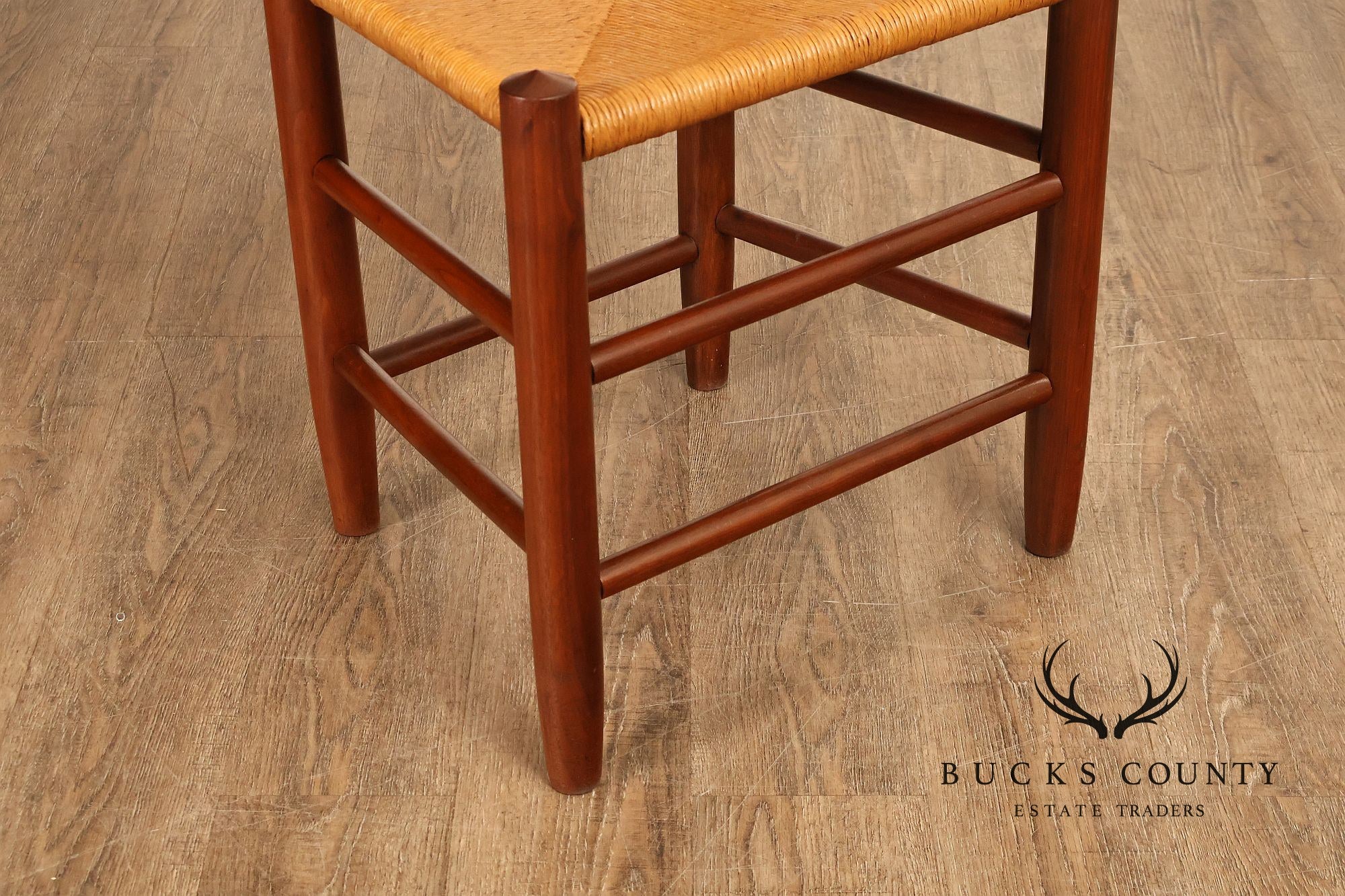 E.A. Clore Custom Walnut Set Of Eight Ladder Back Dining Chairs