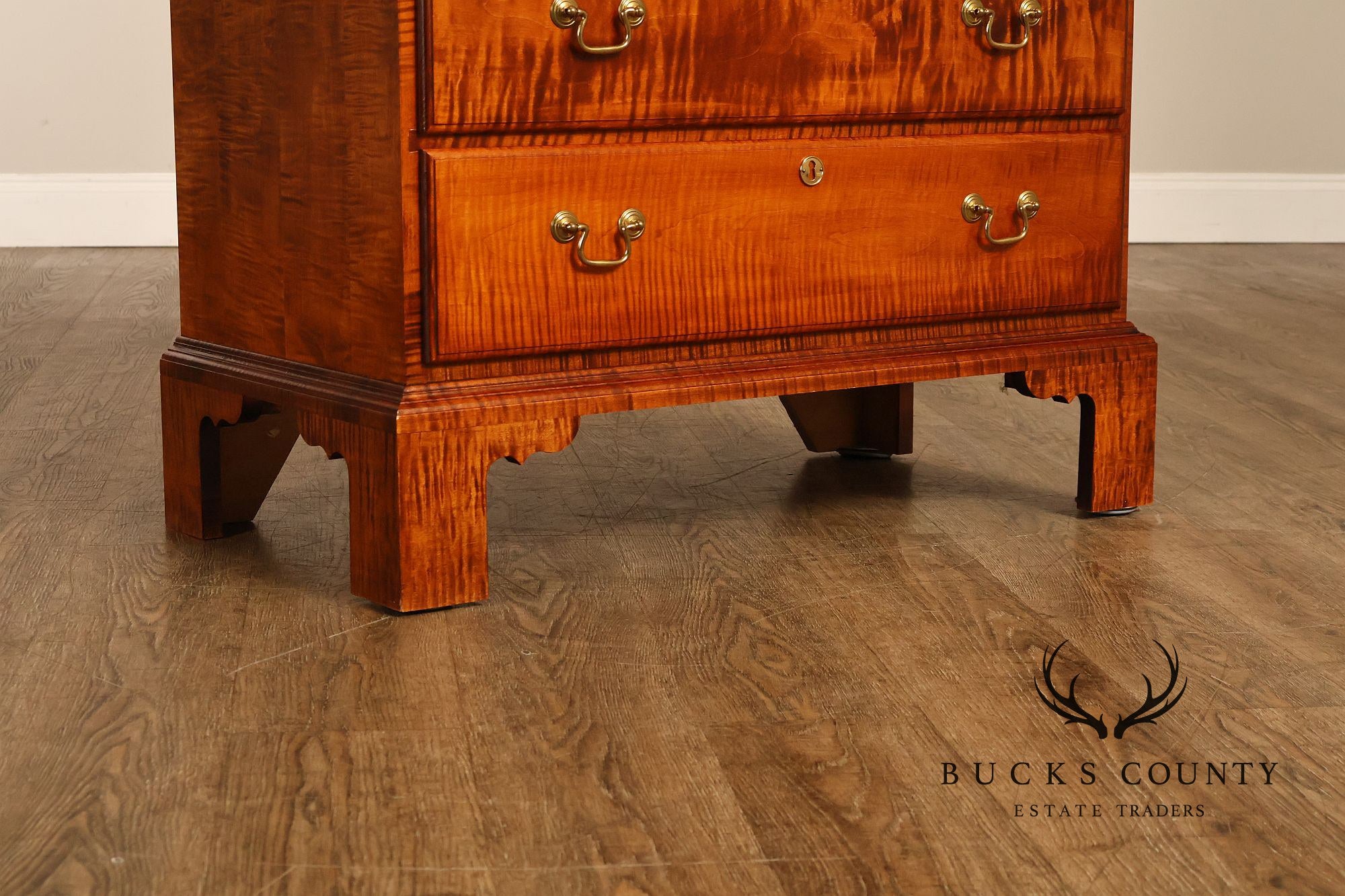 Custom Tiger Maple Slant Drop Front Secretary Desk