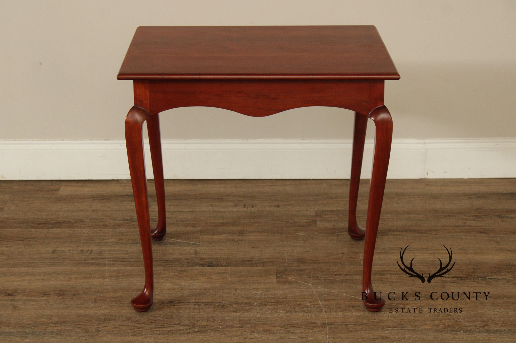 Queen Anne Style Bench Made Pair of Cherry End Tables