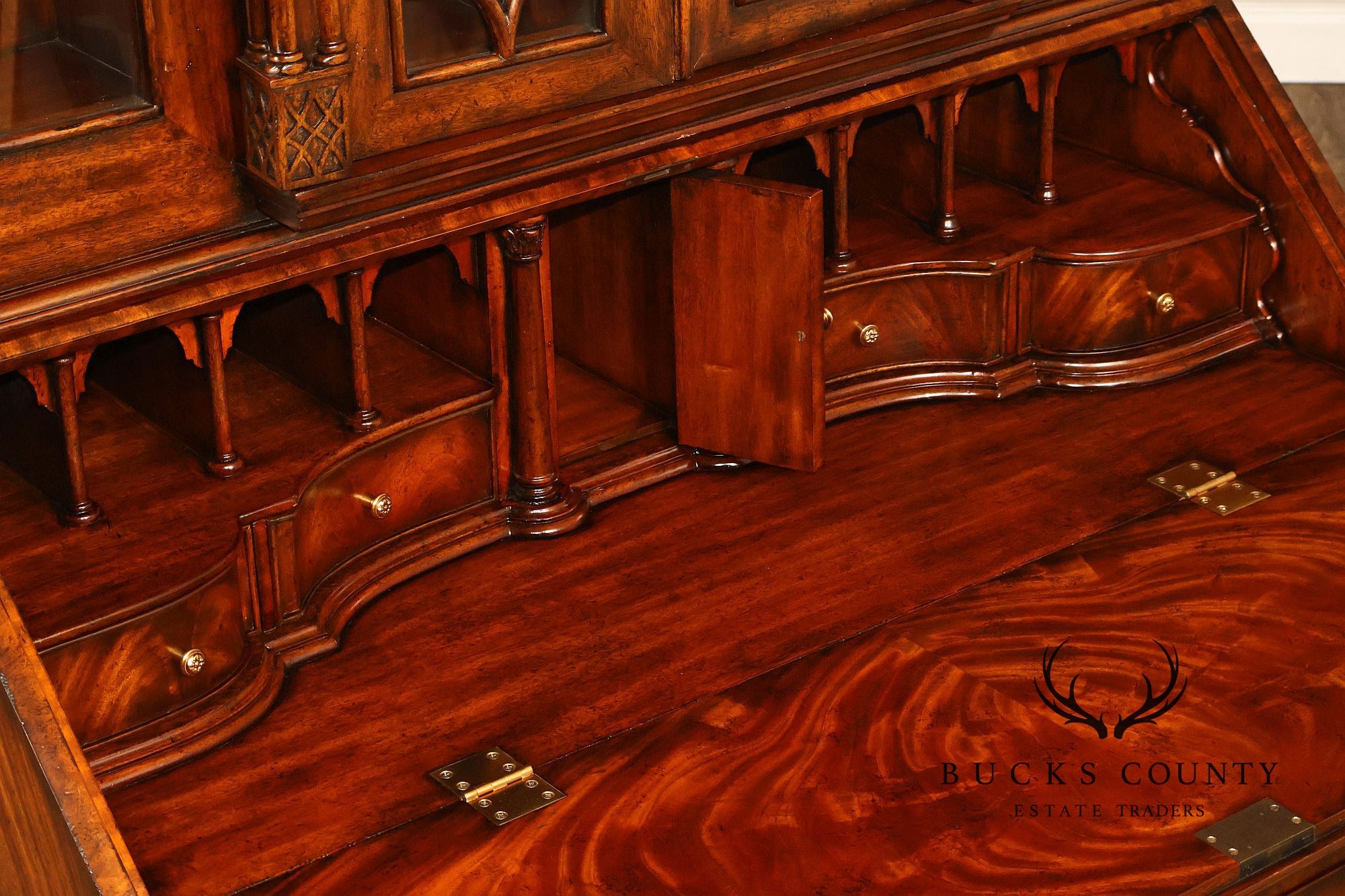 Maitland Smith Georgian Style Mahogany Secretary Bookcase