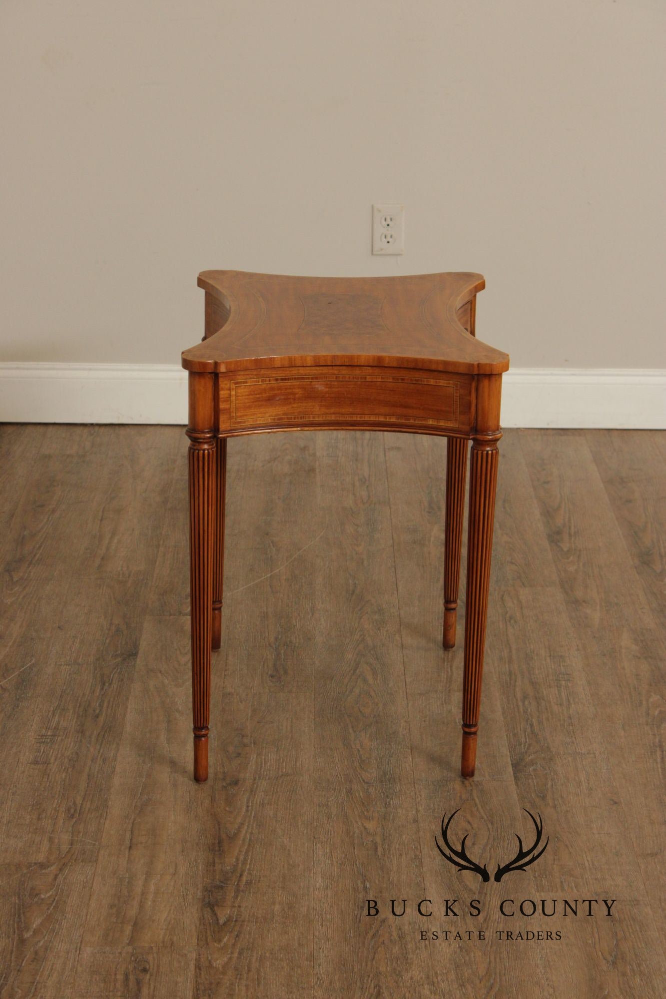 Maitland Smith Sheraton Style Single Drawer Inlaid Side Table