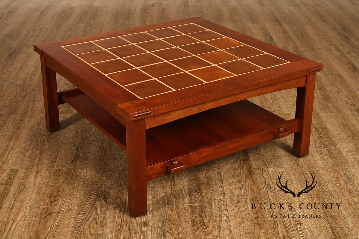 Stickley Mission Collection Cherry Tile Top Coffee Table
