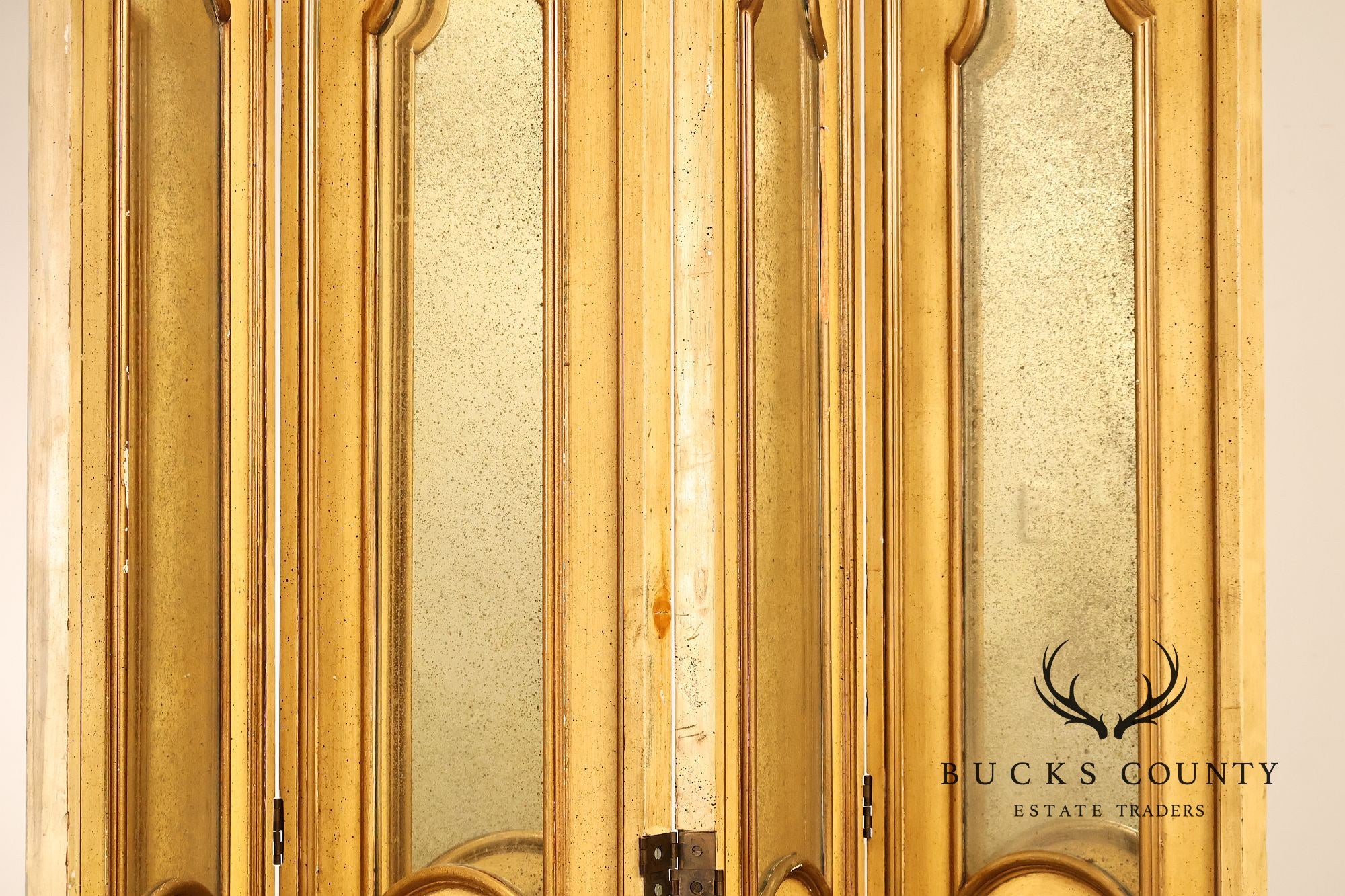Vintage Rococo Style Painted & Mirrored Four-Panel Folding Screen