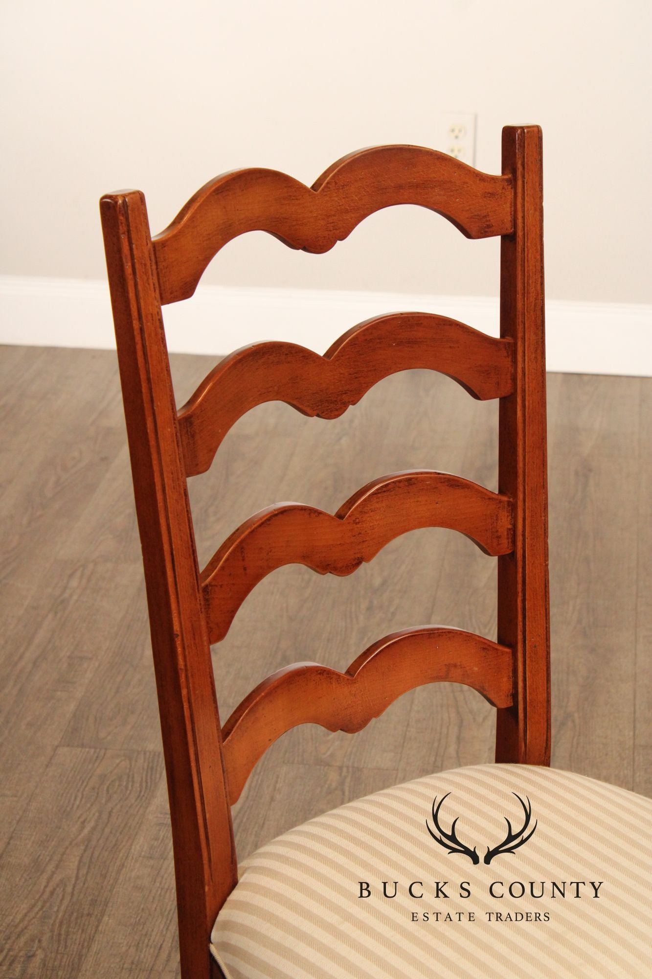 Quality Set Of Eight Italian Ladderback Dining Chairs