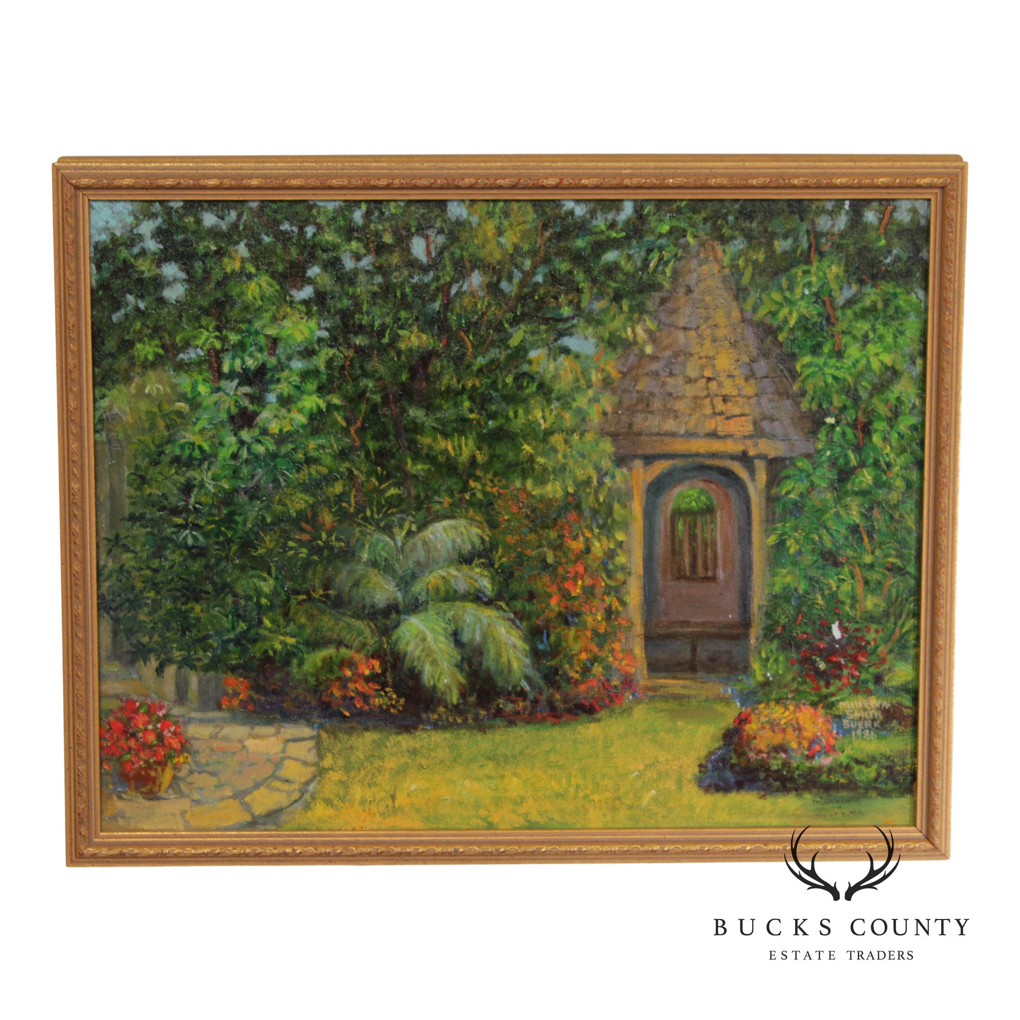 Minerva Smith Buerk Oil Painting, Back Garden
