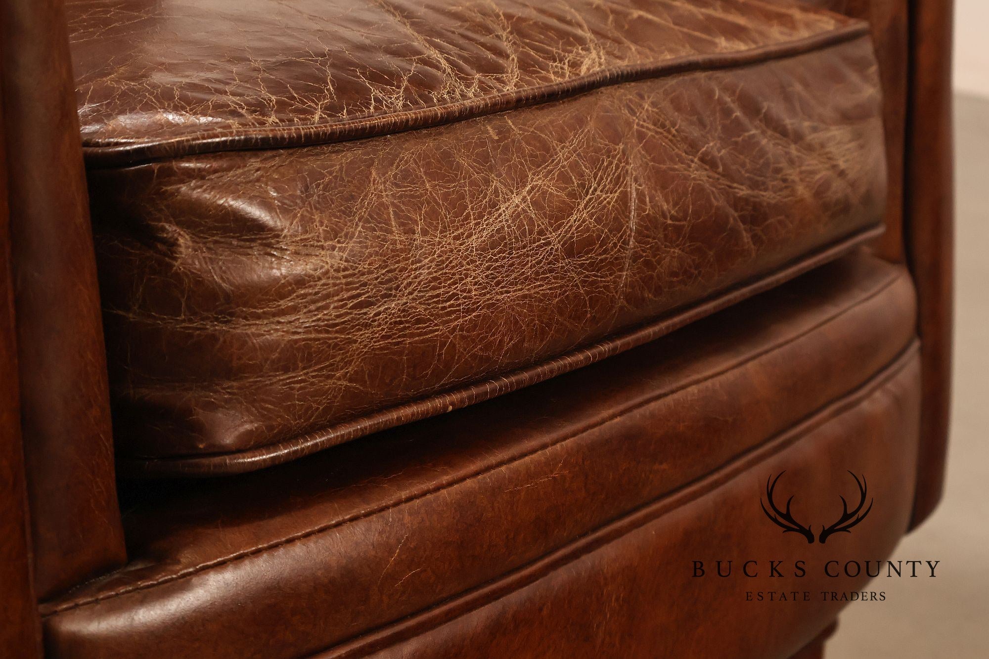 Moe's Home Collection Pair of Tufted Distressed Brown Leather Armchairs
