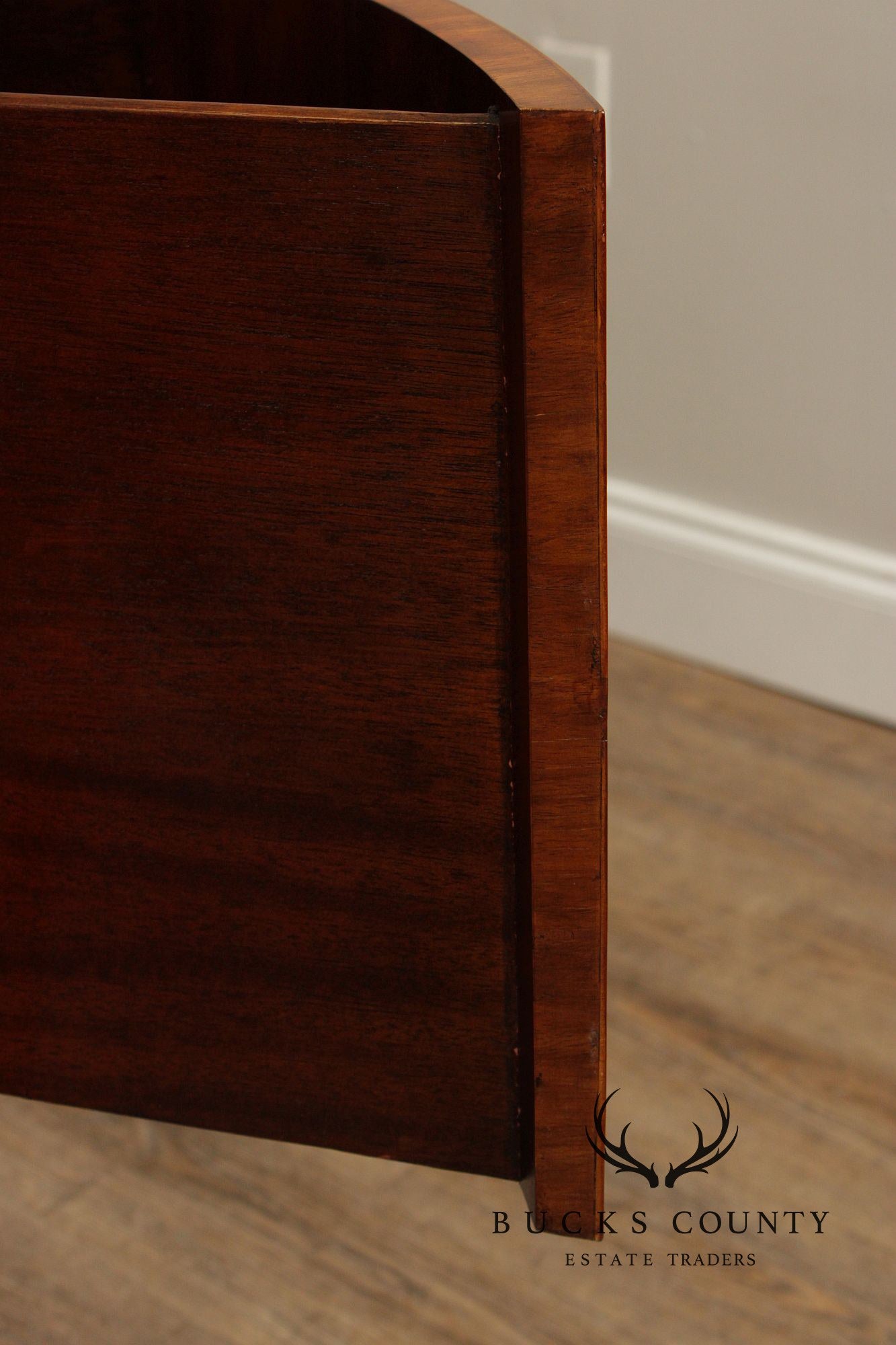 Maitland Smith Hepplewhite Style Deep Mahogany Inlaid Demilune Sideboard