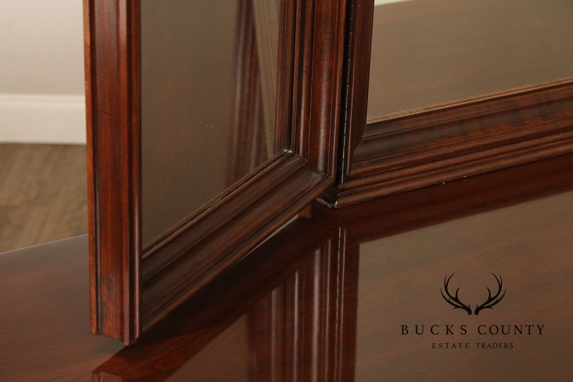 ETHAN ALLEN GEORGIAN COURT CHERRY DRESSER WITH TRI-FOLD MIRROR