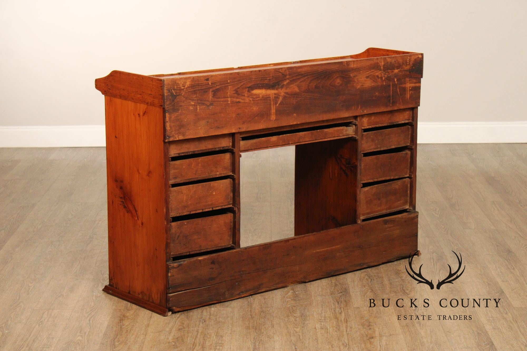 Antique Early 20th Century American Watchmaker’s Workbench With Multi Drawer Storage