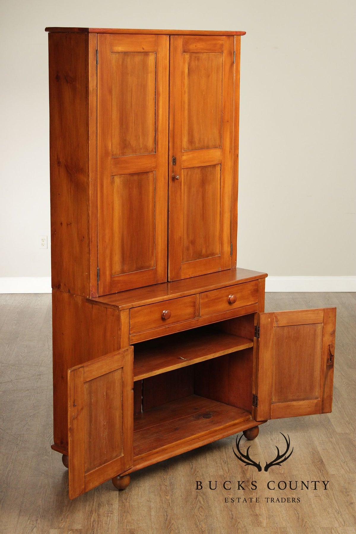 Antique American Primitive Step-Back Cupboard Hutch