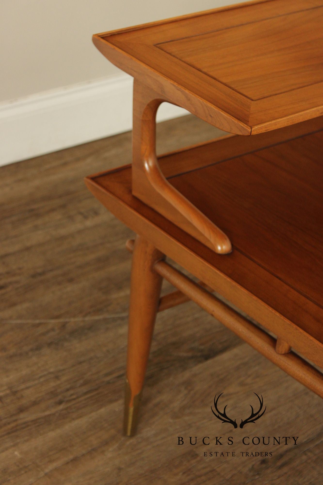 Lane Copenhagen Mid-Century Modern Two-Tier Walnut End Table