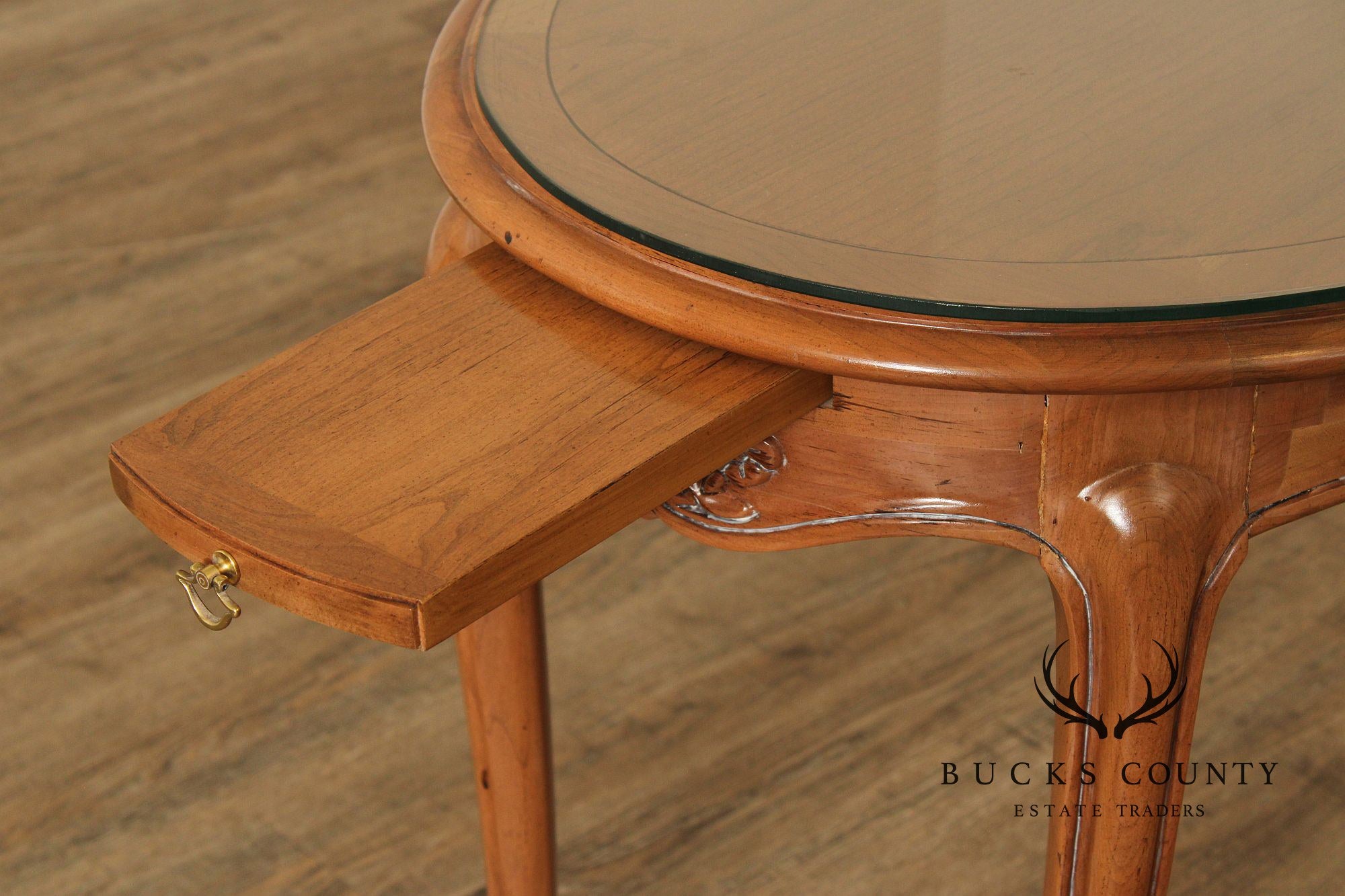 French Louis XV Style Glass Top Side Table