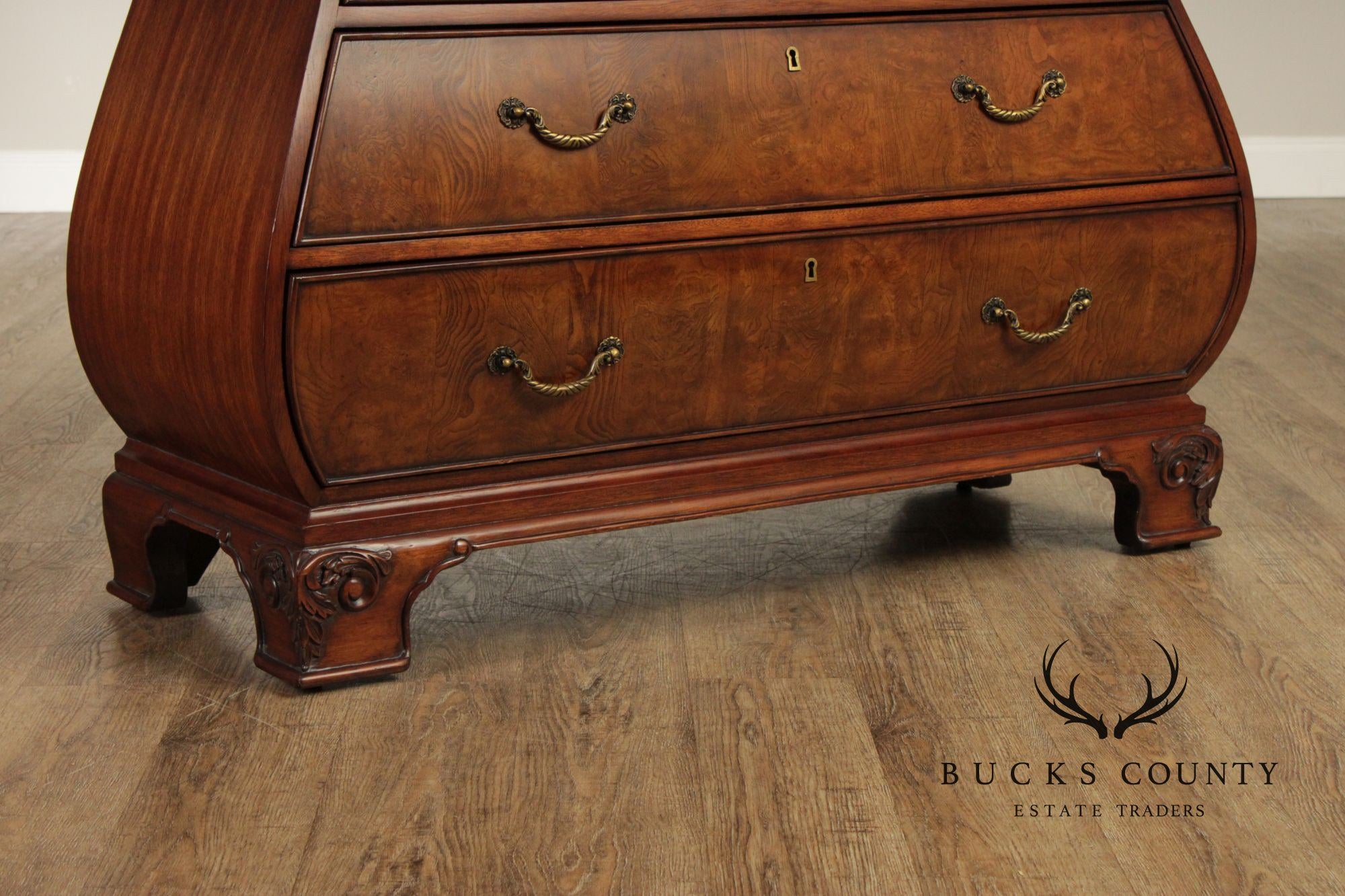 Ethan Allen Townhouse Collection Burlwood Bombe Chest