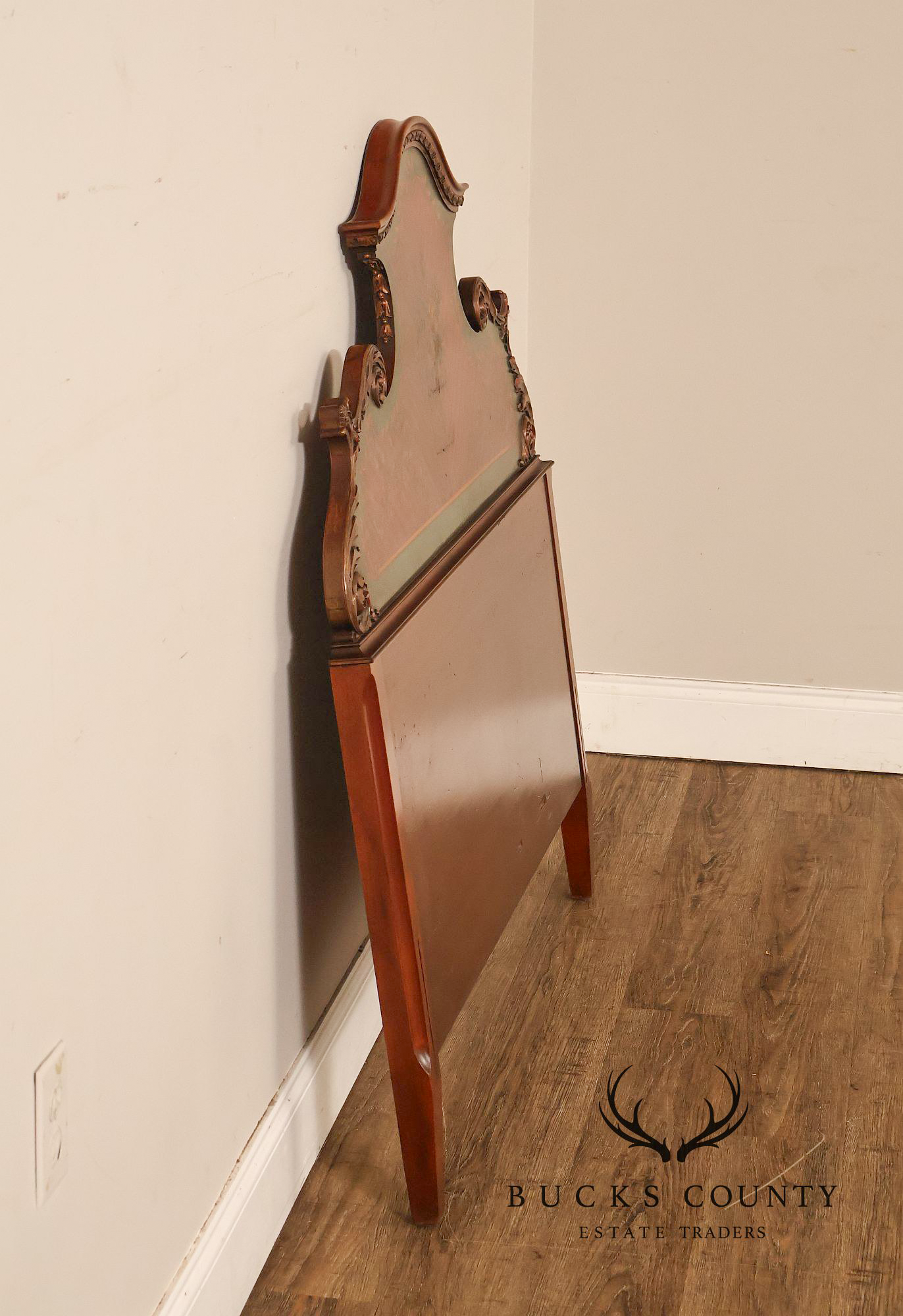 Edwardian Paint Decorated Satinwood Twin Headboard