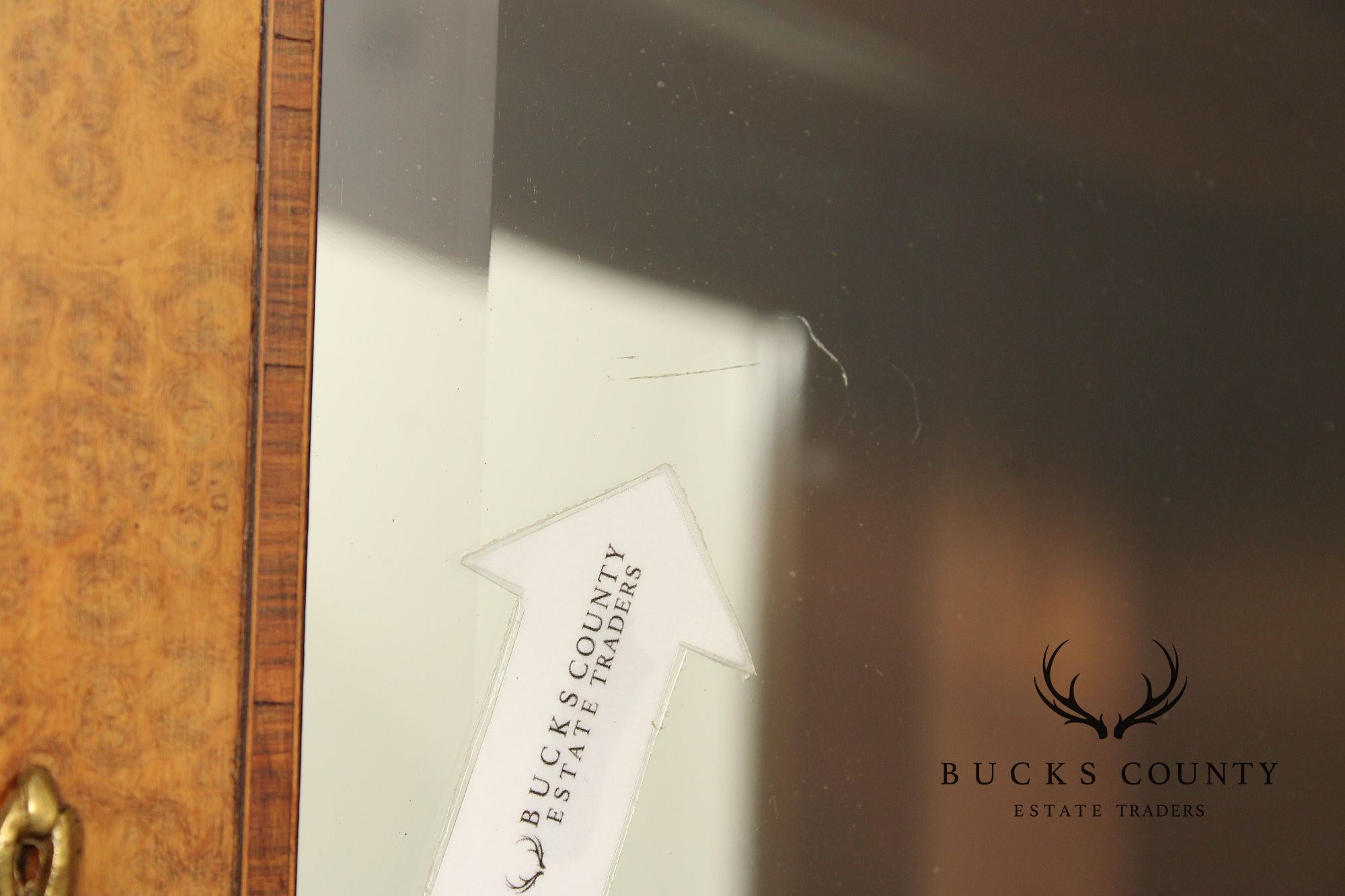 Antique French Louis XVI Style Burl Walnut Marble Top Buffet Hutch