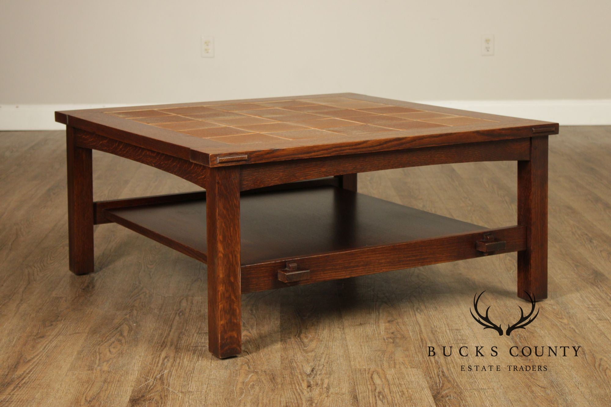 Stickley Mission Collection Oak Tile Top Coffee Table