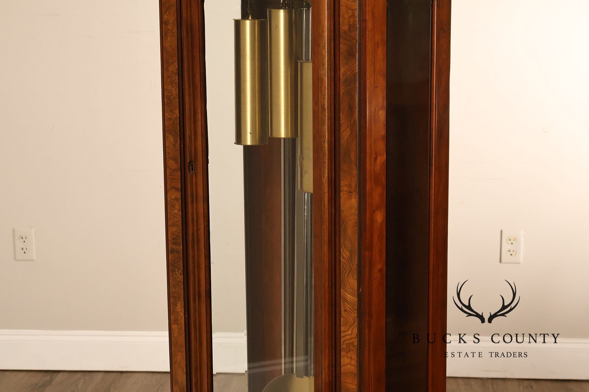 Herschede Burl Wood Five Tube Grandfather Clock
