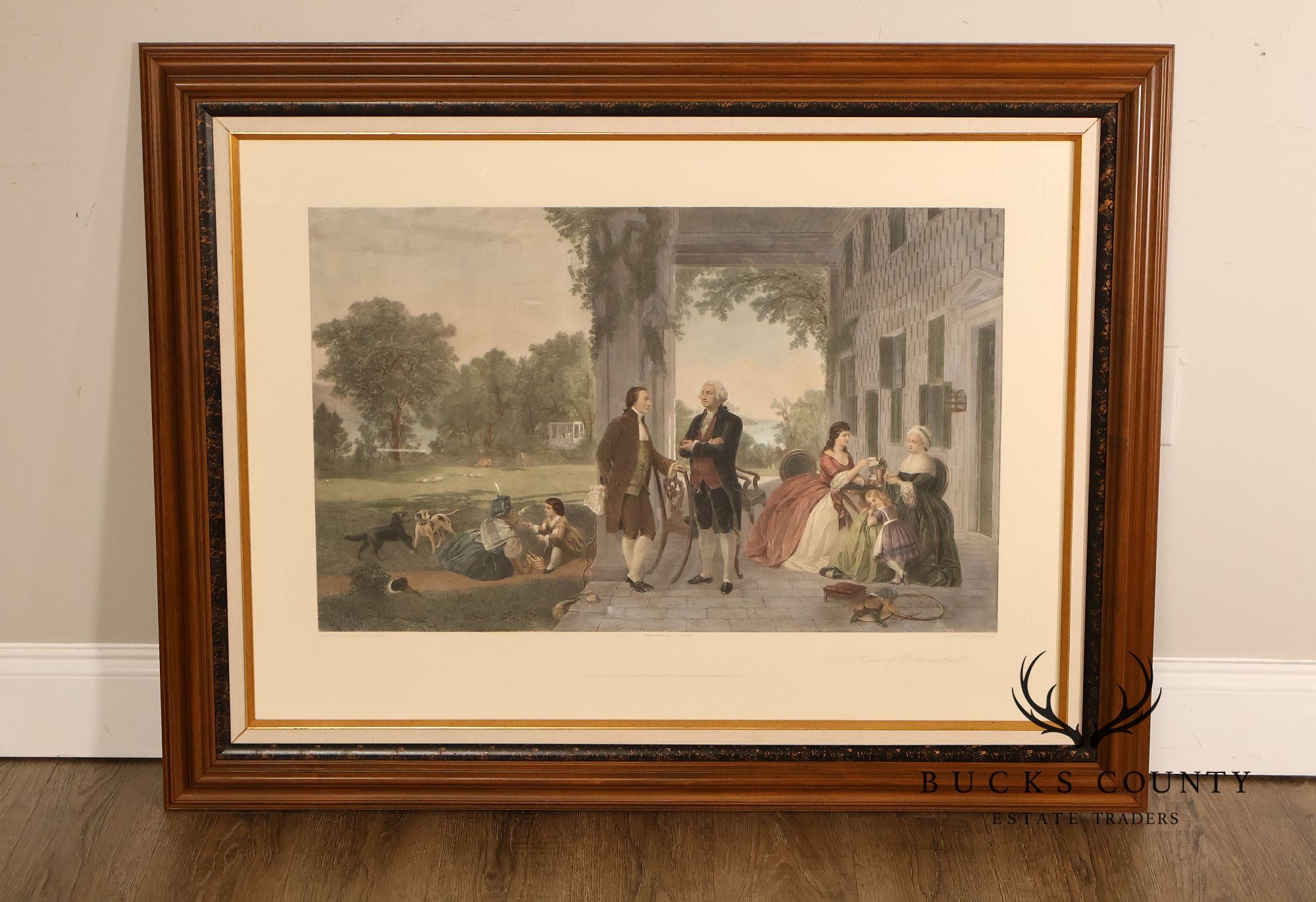 The Home Of George Washington Colored Engraving After Thomas Oldham Barlow