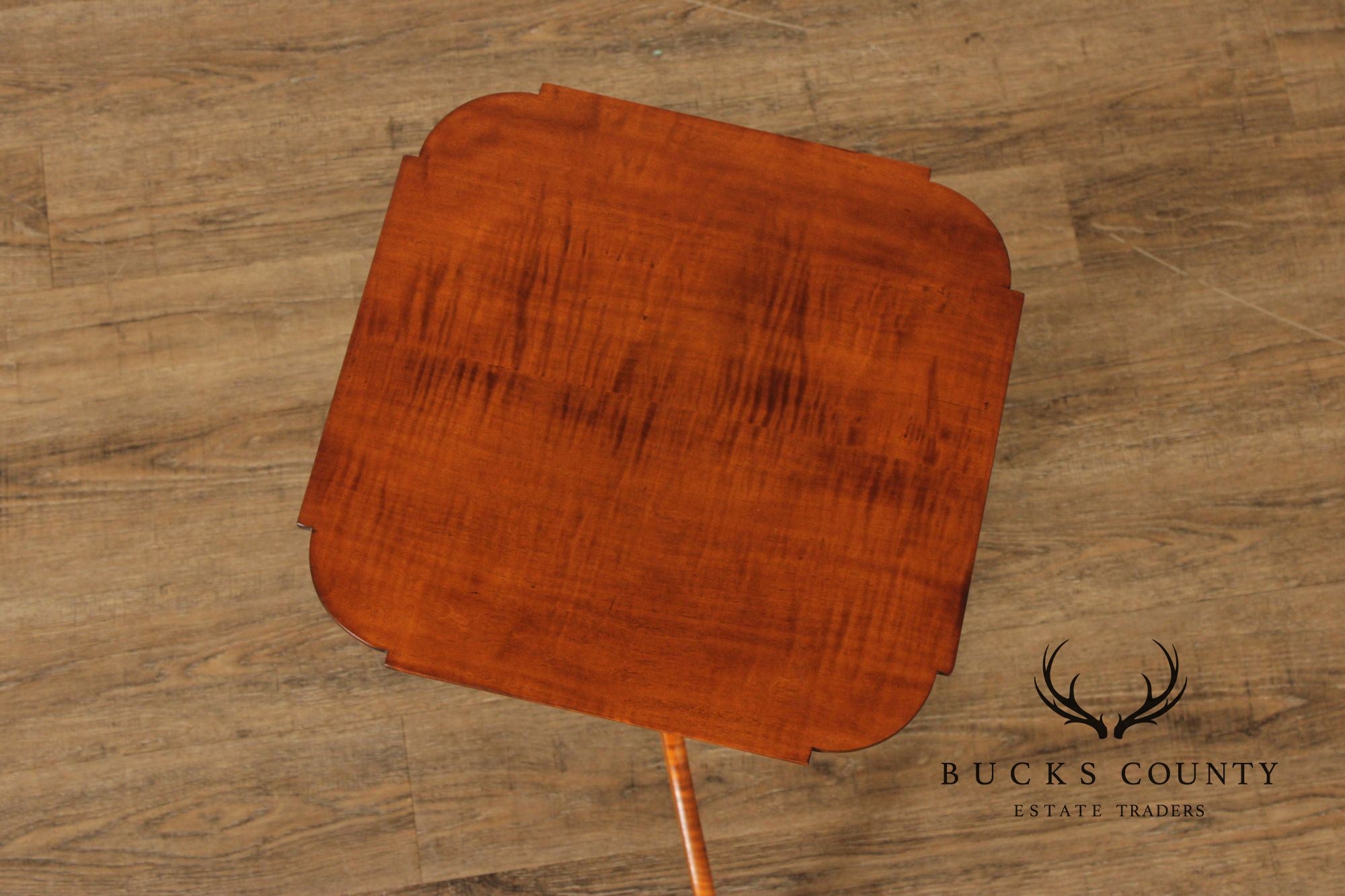 Eldred Wheeler Early American Style Tiger Maple Candlestand