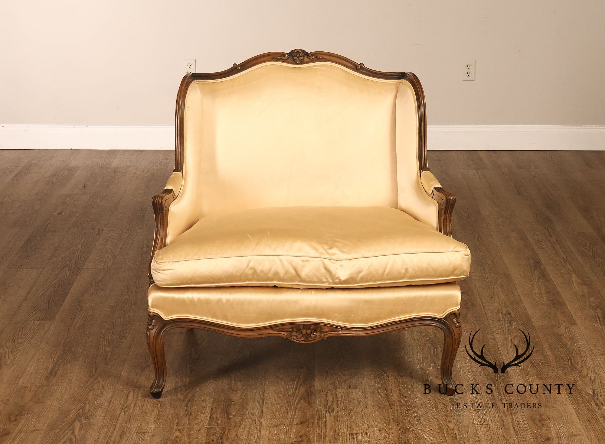 French Louis XV Style Wingback Bergere Chair