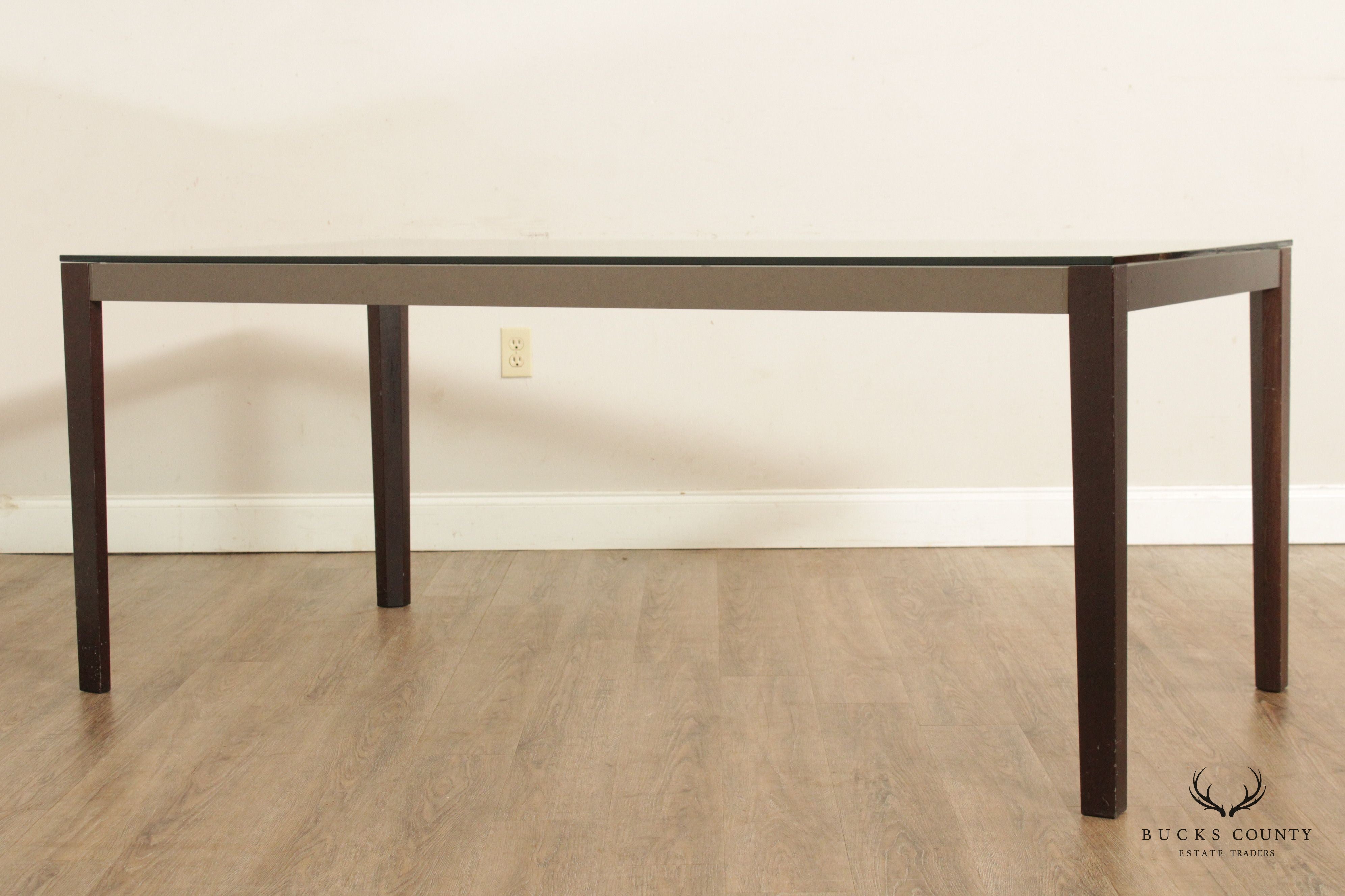 Contemporary Style Glass Top Parsons Dining Table