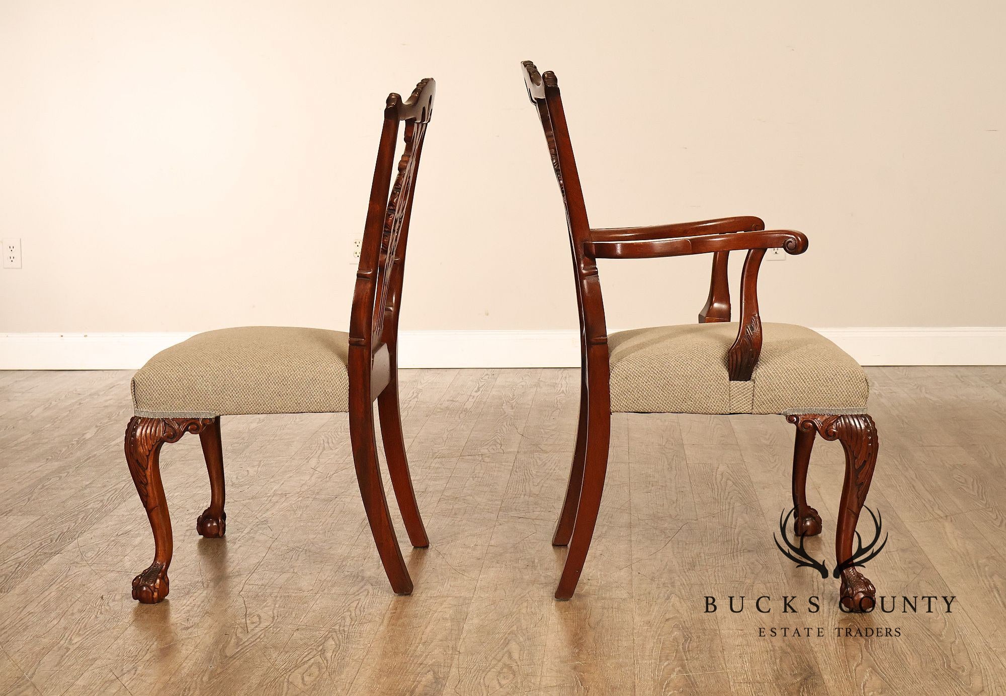 Chippendale Style Set of Eight Carved Mahogany Dining Chairs