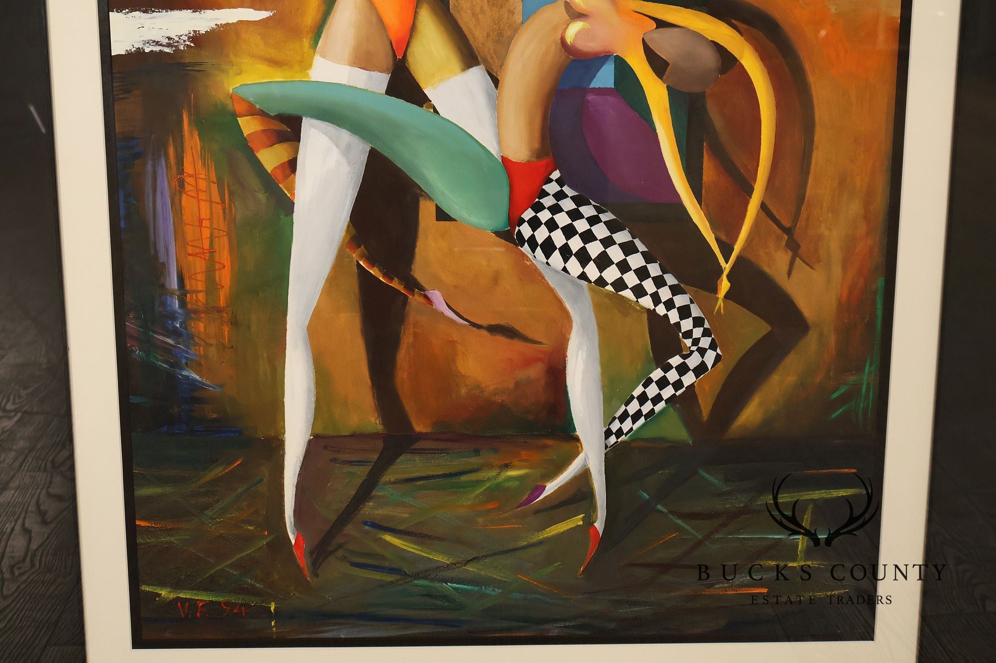Large Framed Oil Painting Of Dancers By Vassily Fedulov