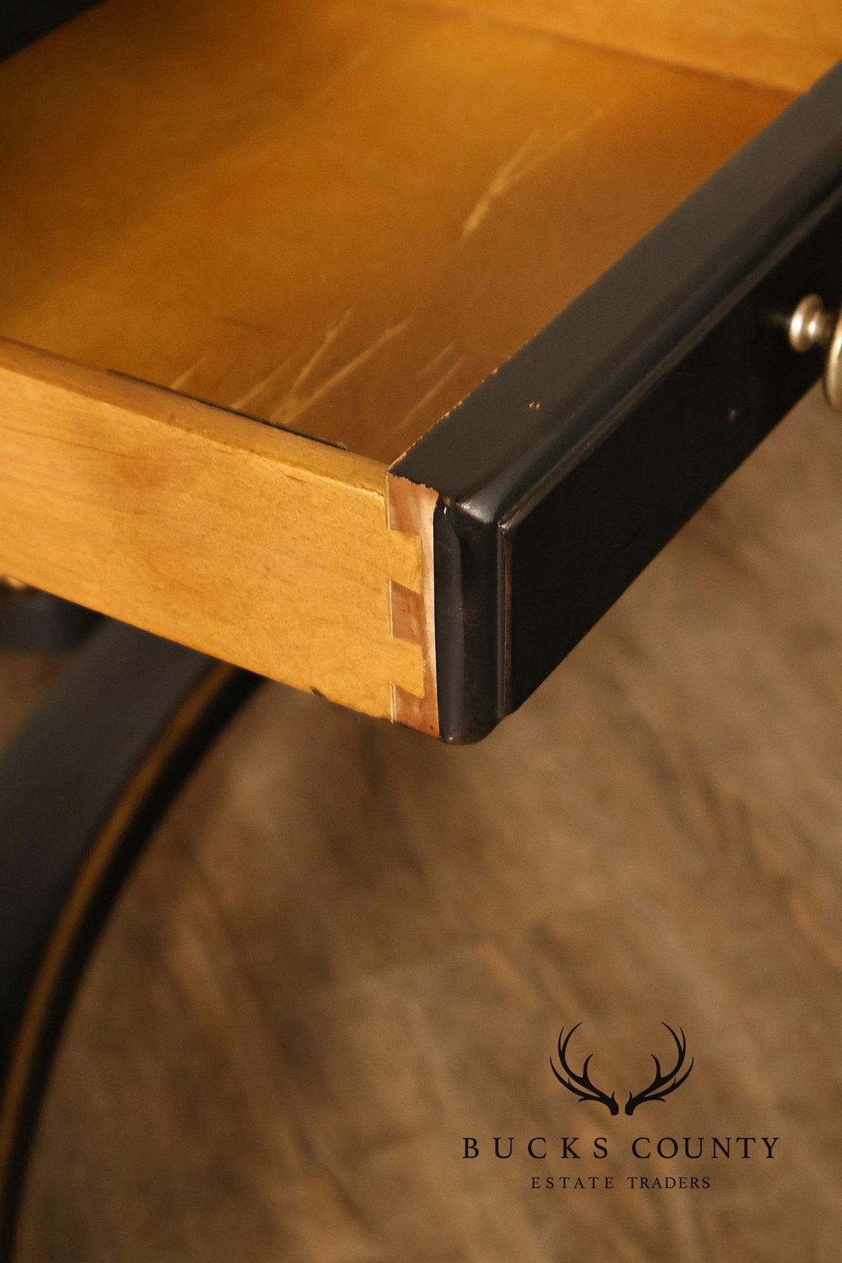 Century Furniture Ebonized And Gilt Executive Writing Desk With Leather Top