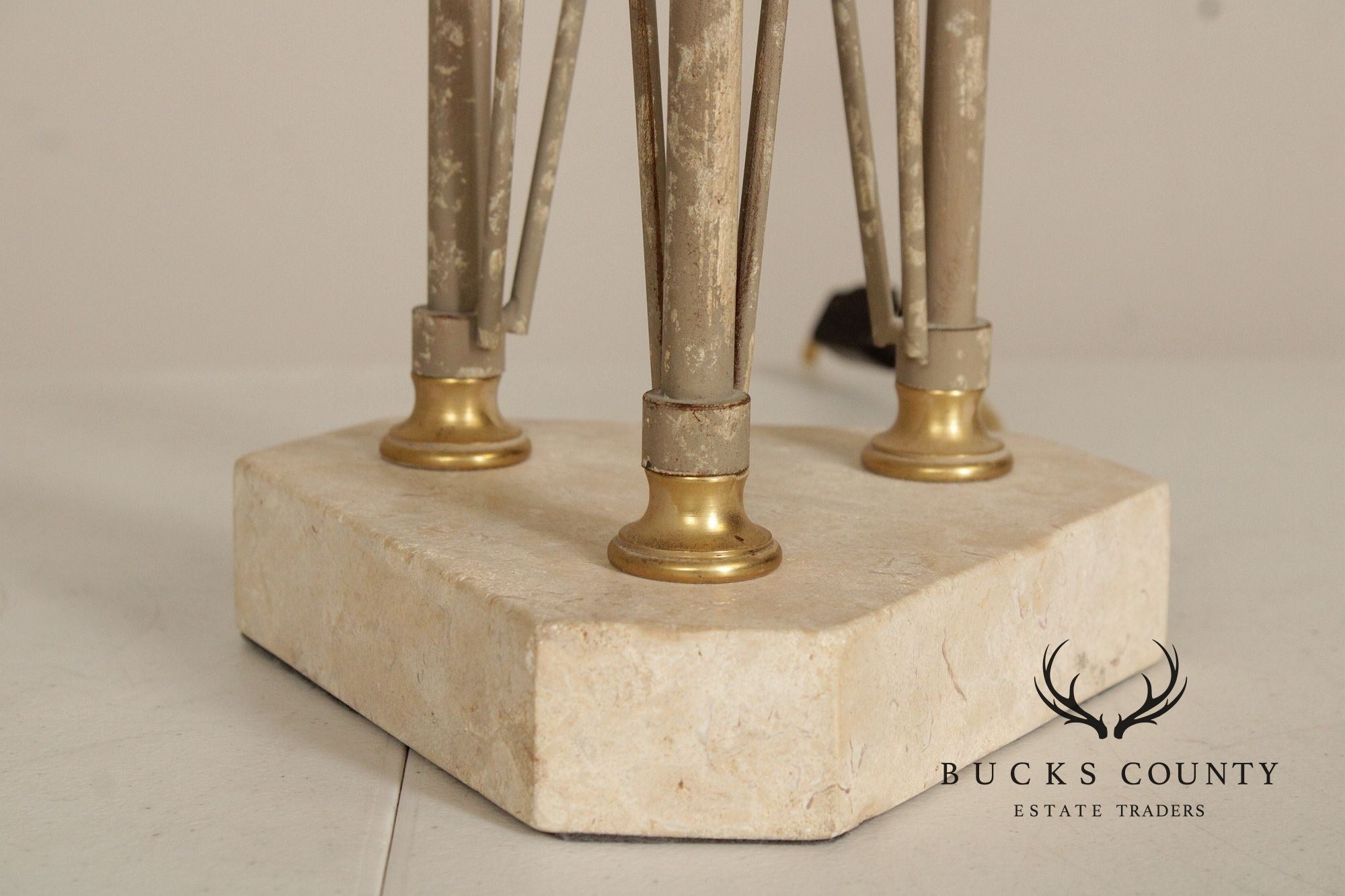 Neoclassical Style Pair of Travertine Table Lamps