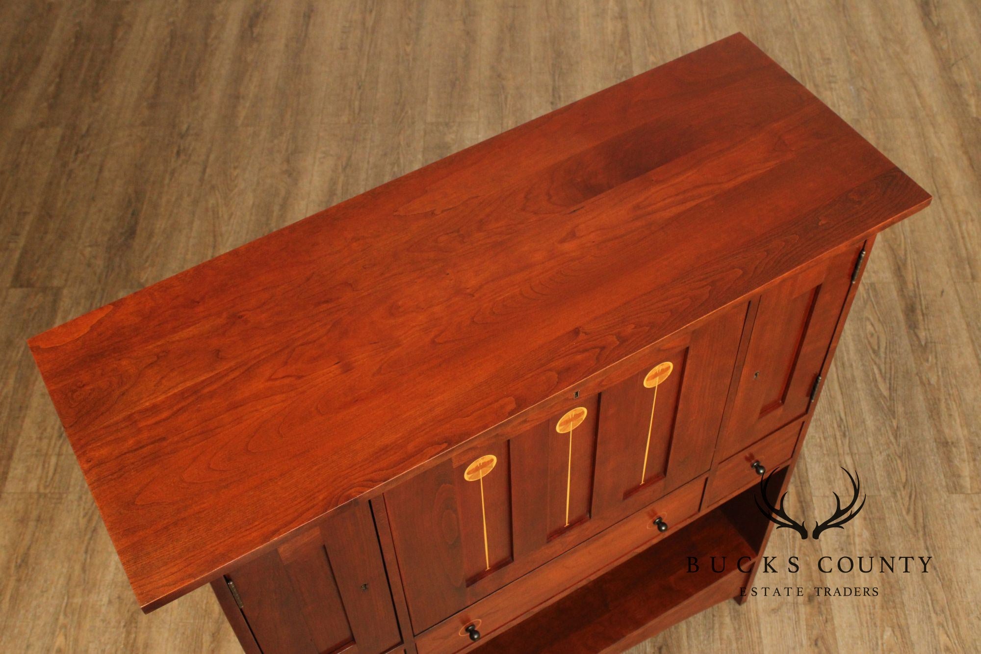 Stickley Mission Collection Harvey Ellis Inlaid Cherry Drop Front Desk