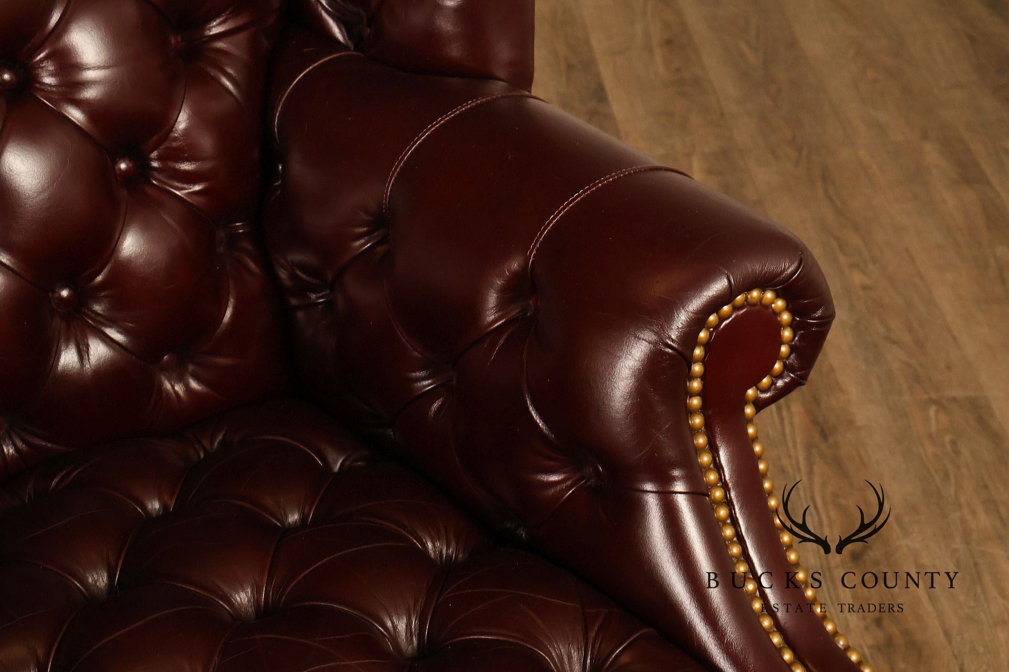 Leathercraft Chesterfield Style Tufted Oxblood Leather Wing Chair