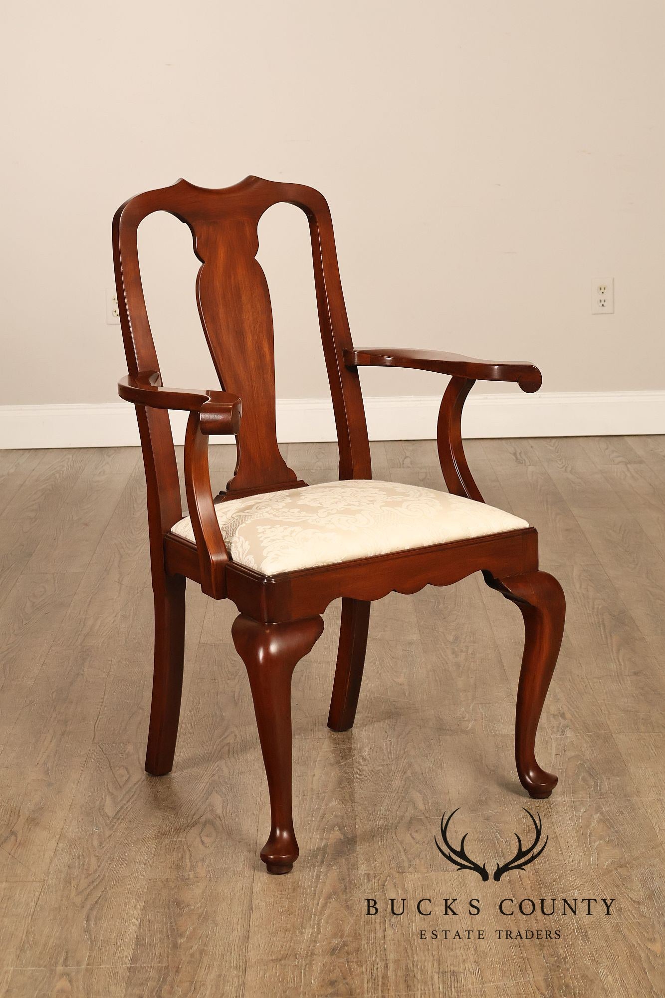 Henkel Harris Queen Anne Style Cherry Armchair