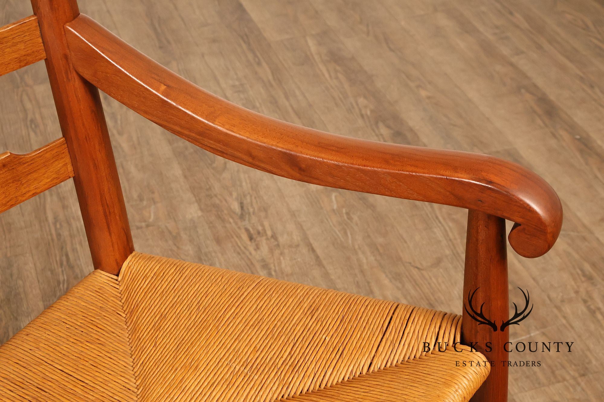 E.A. Clore Custom Walnut Set Of Eight Ladder Back Dining Chairs