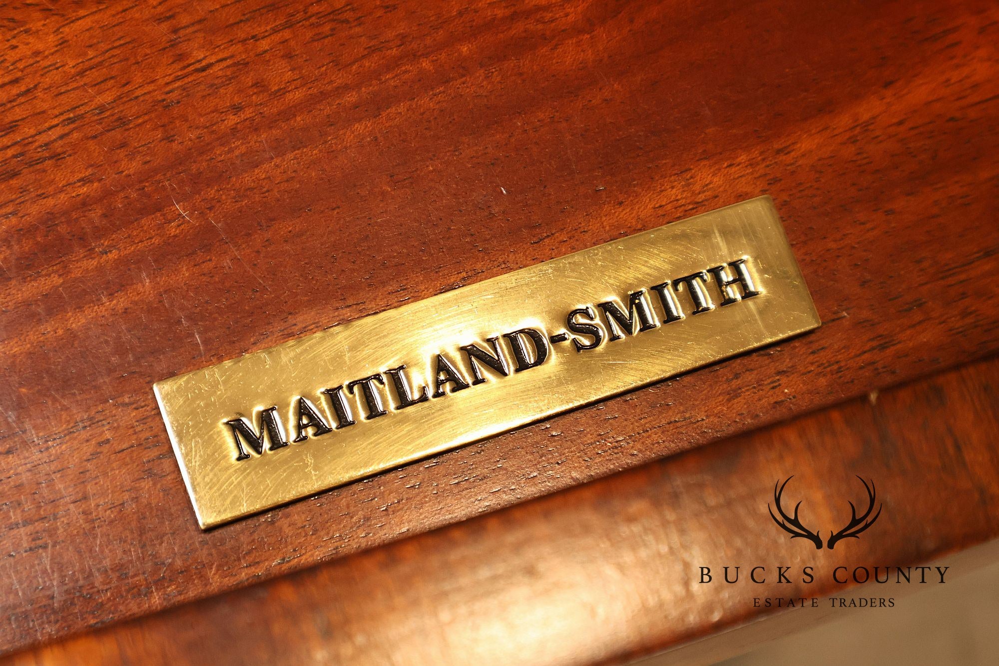 Maitland Smith Oval Mahogany Leather Top Executive Partner's Desk