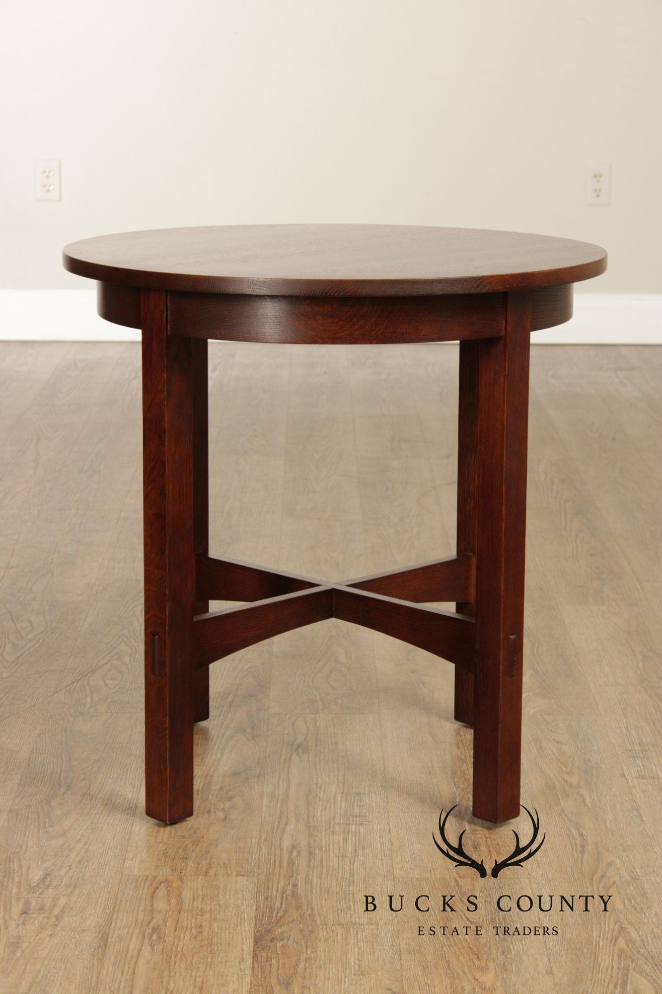 Stickley Mission Collection Oak Round Lamp Table