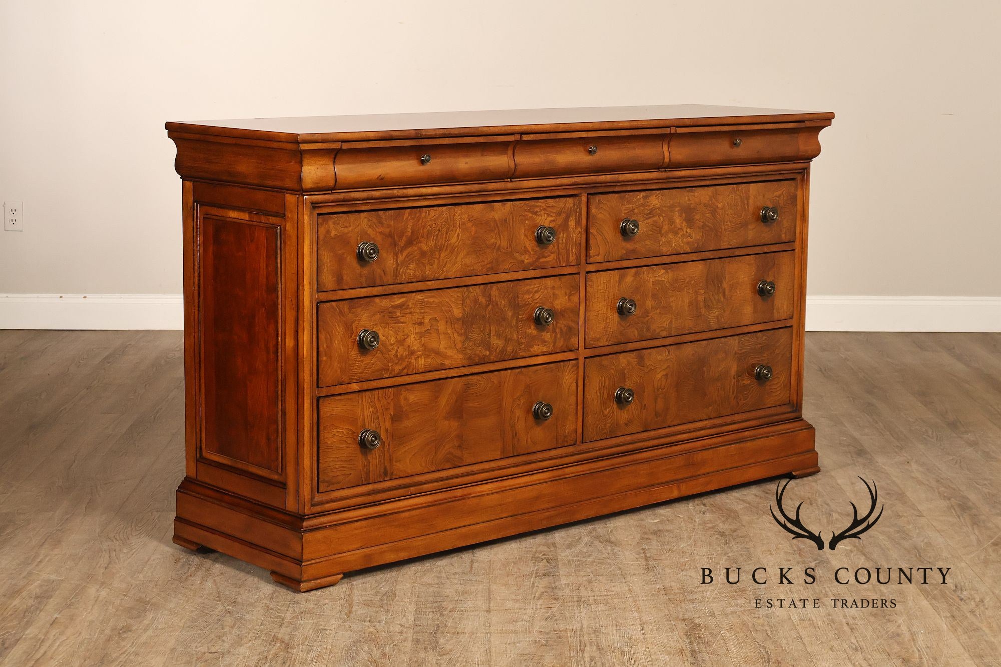 Ethan Allen 'Townhouse' Burlwood Double Dresser