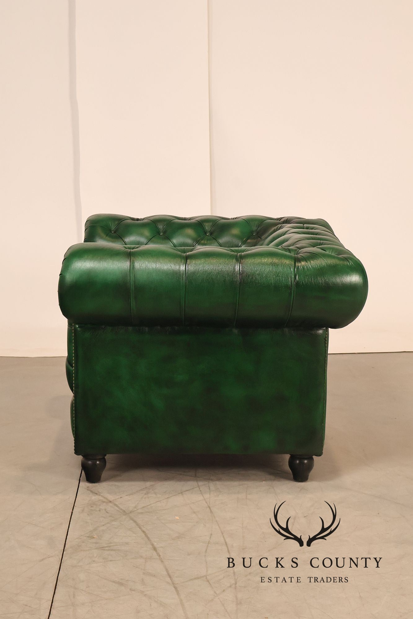 Chesterfield Style Polo Green Tufted Leather Club Chair