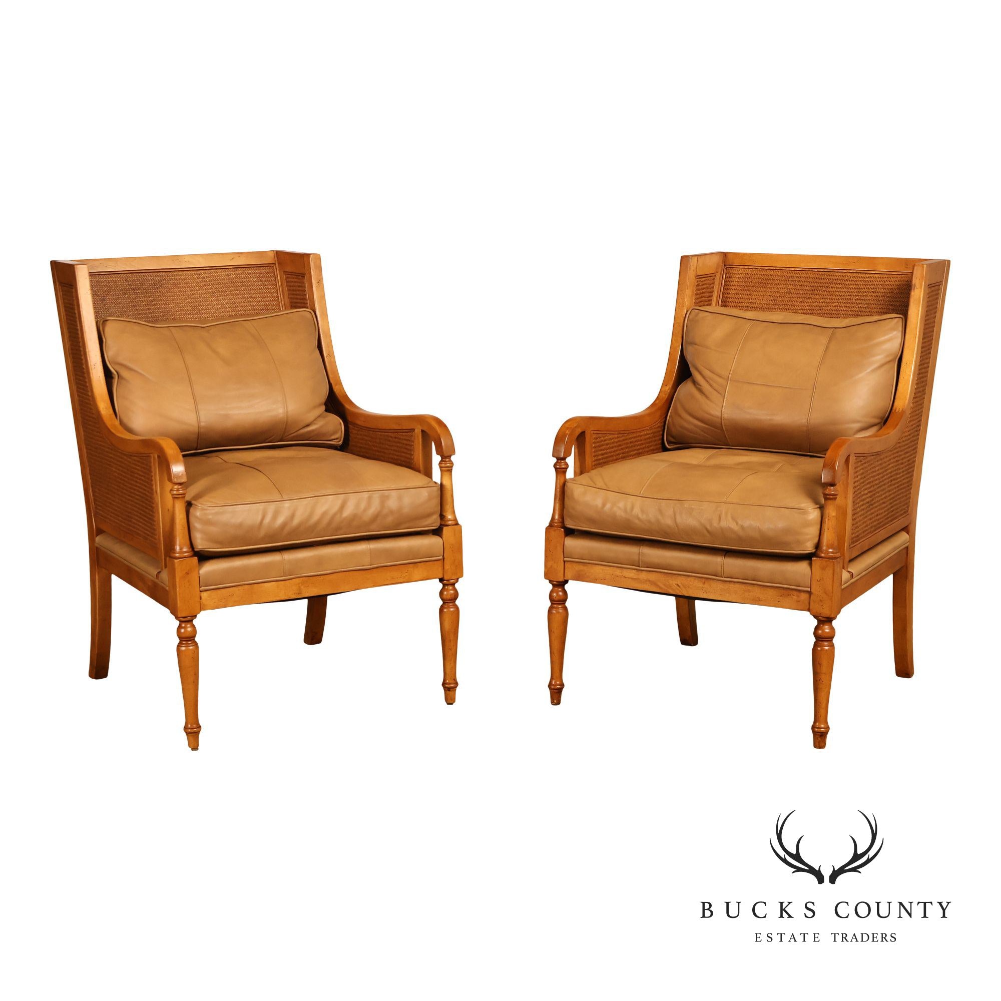 Tommy Bahama Pair of Caned Armchairs