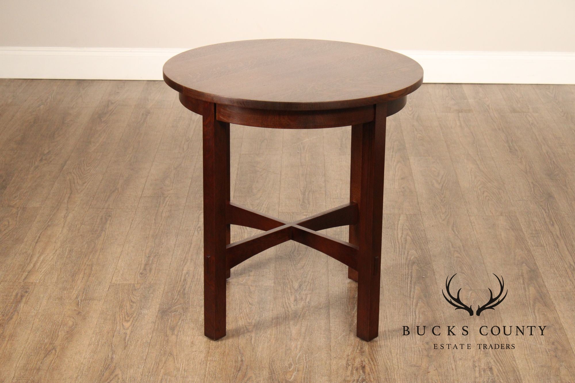 Stickley Mission Collection Oak Round Lamp Table