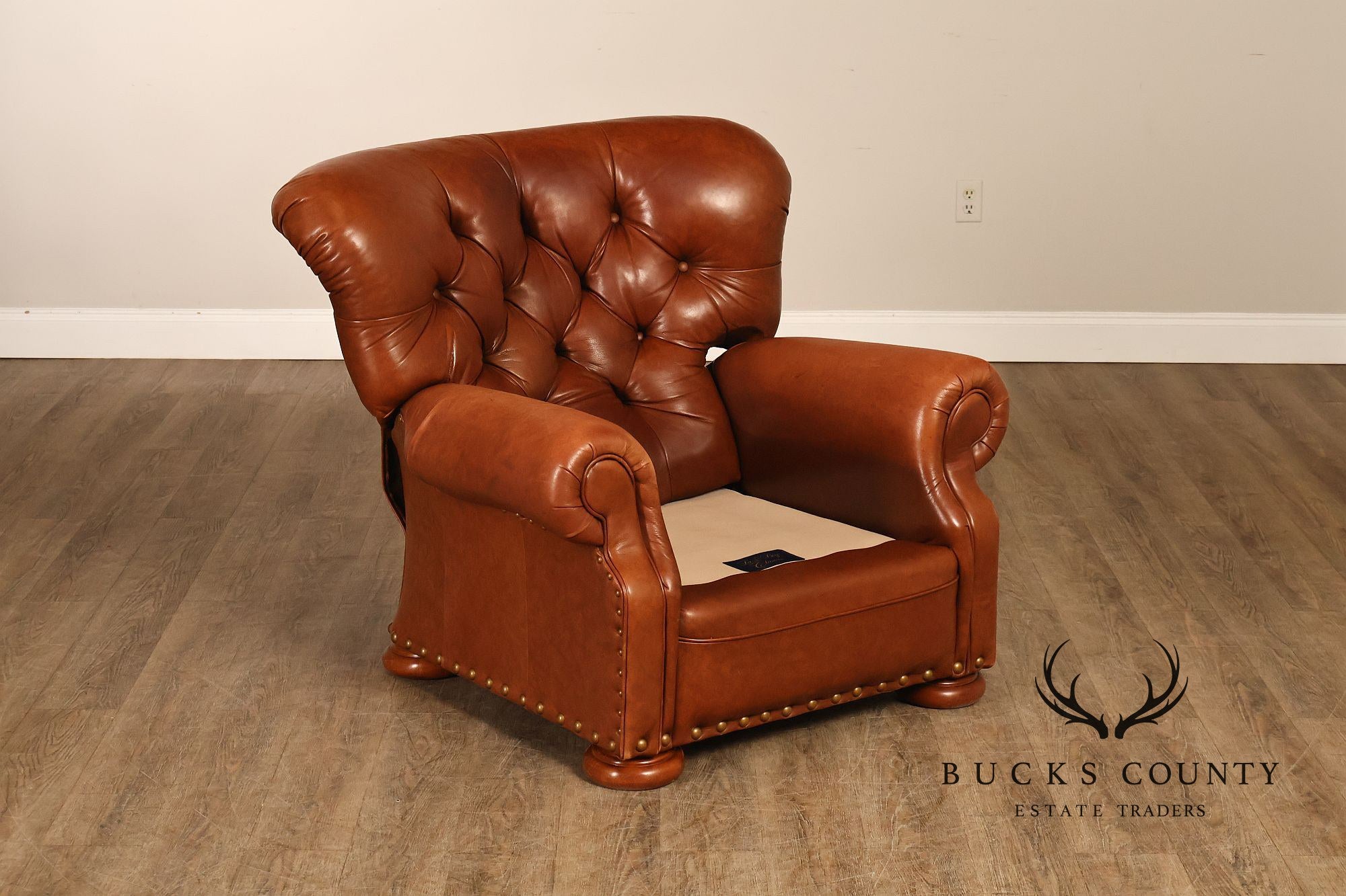 La-Z-Boy Tufted Leather Recliner Chair and Ottoman